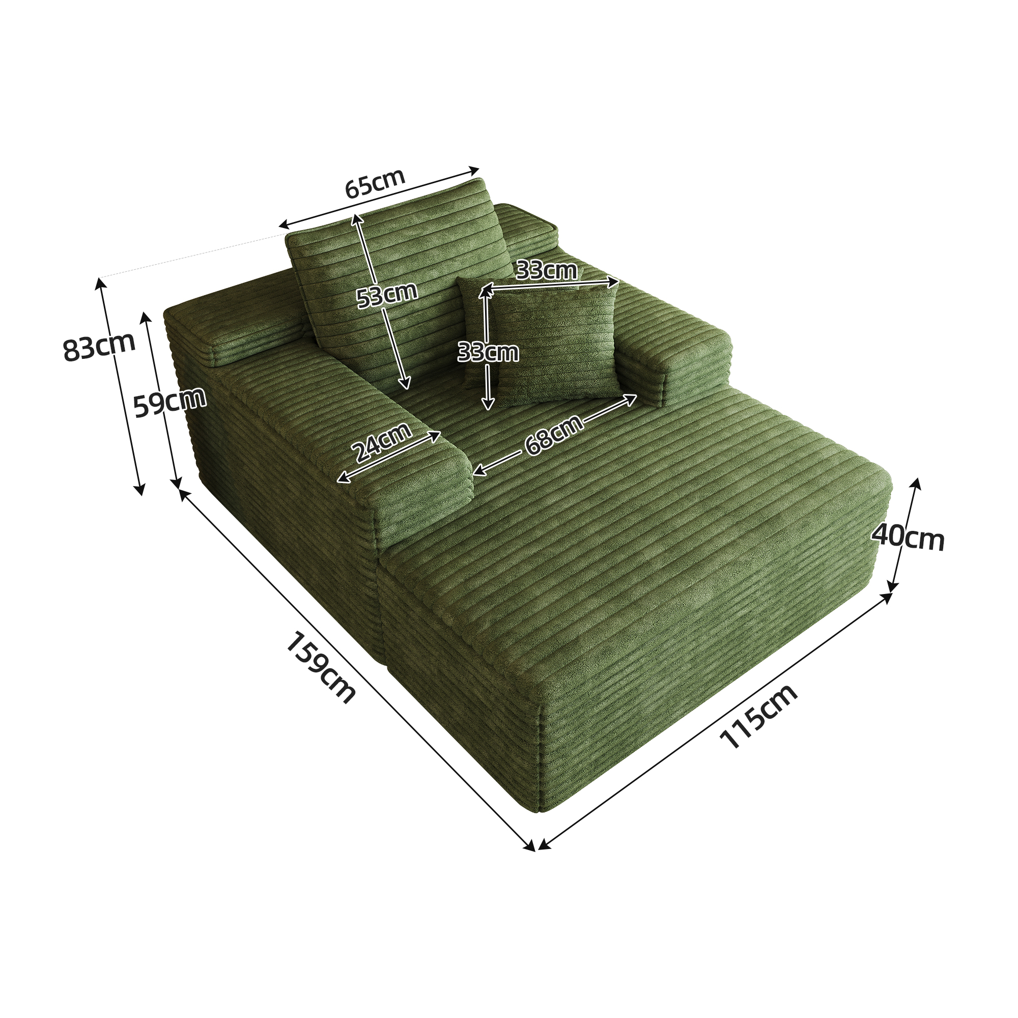 Dimensions du canapé modulable