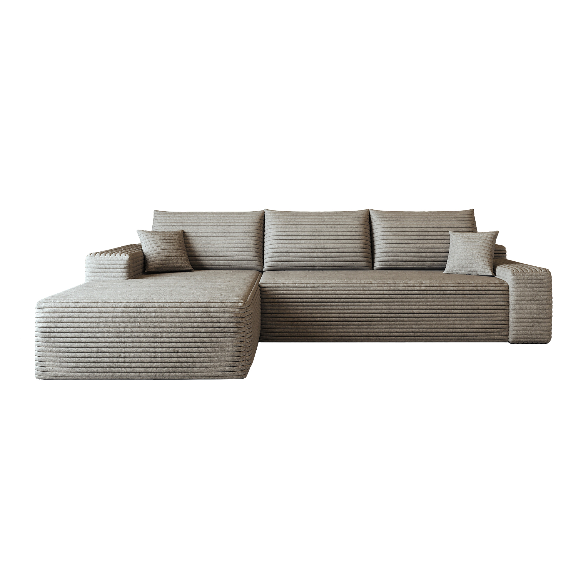 Canapé d’angle convertible en L 3 places 270 x 175 x 83 cm, Velours côtelé, camel - points forts 1