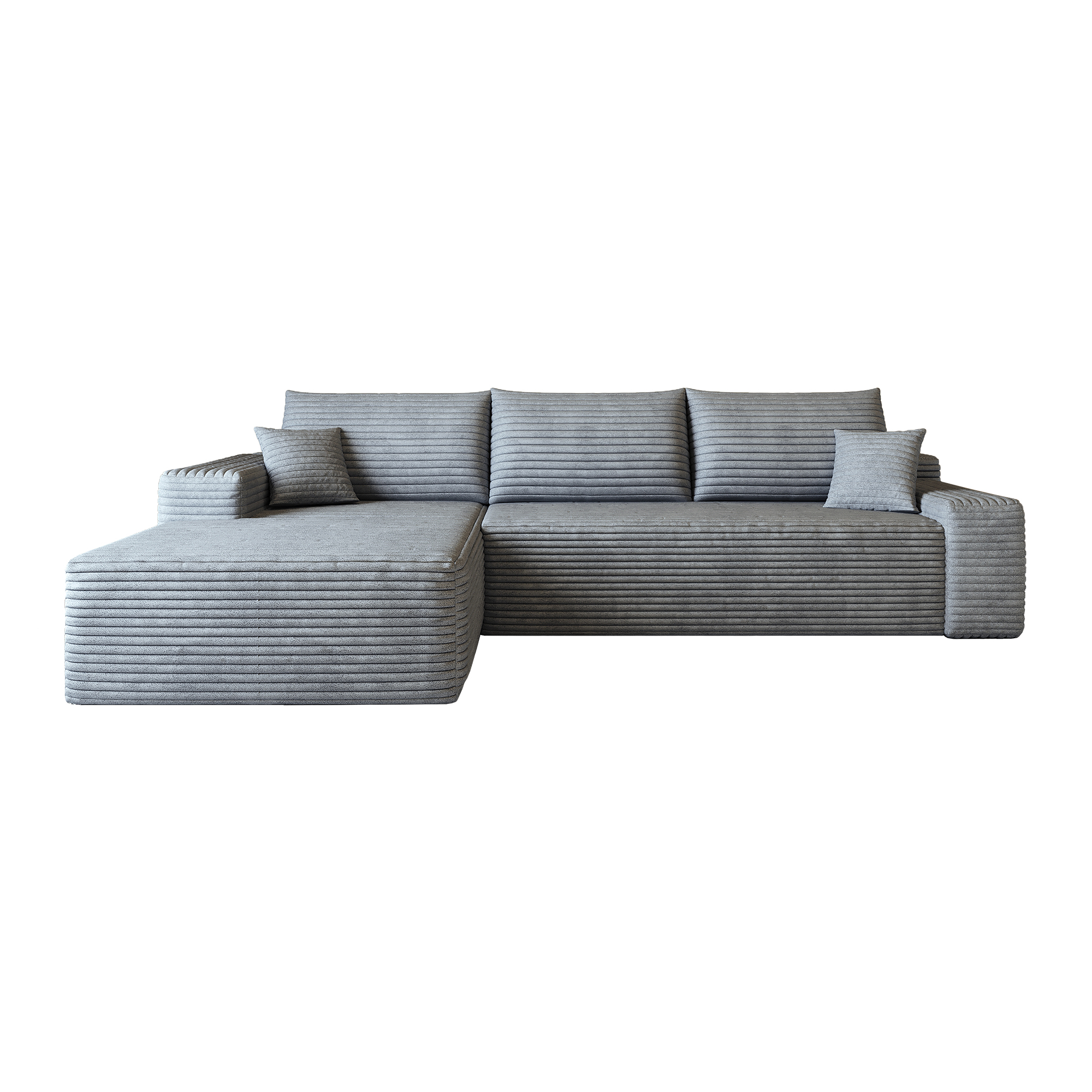Canapé d’angle convertible en L 3 places 270 x 175 x 83 cm, Velours côtelé, gris foncé - points forts 1