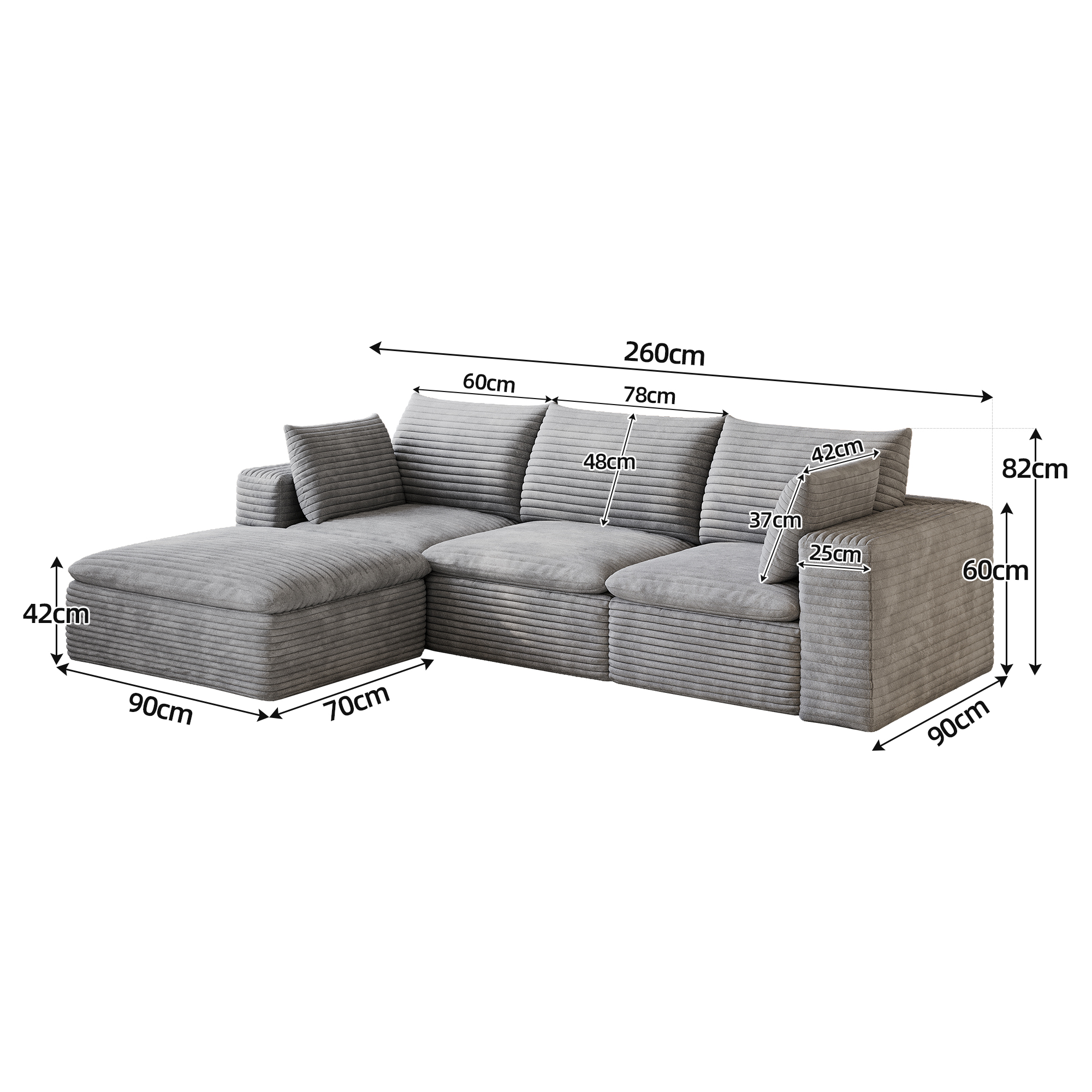 Dimensions du canapé