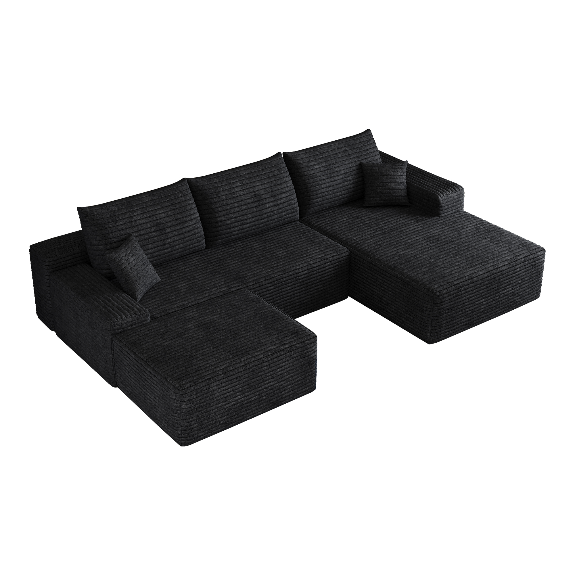 Canapé d’angle modulable 4 places 270 x 175 x 83 cm canapé en L avec méridienne, velours côtelé, Noir - points forts 1