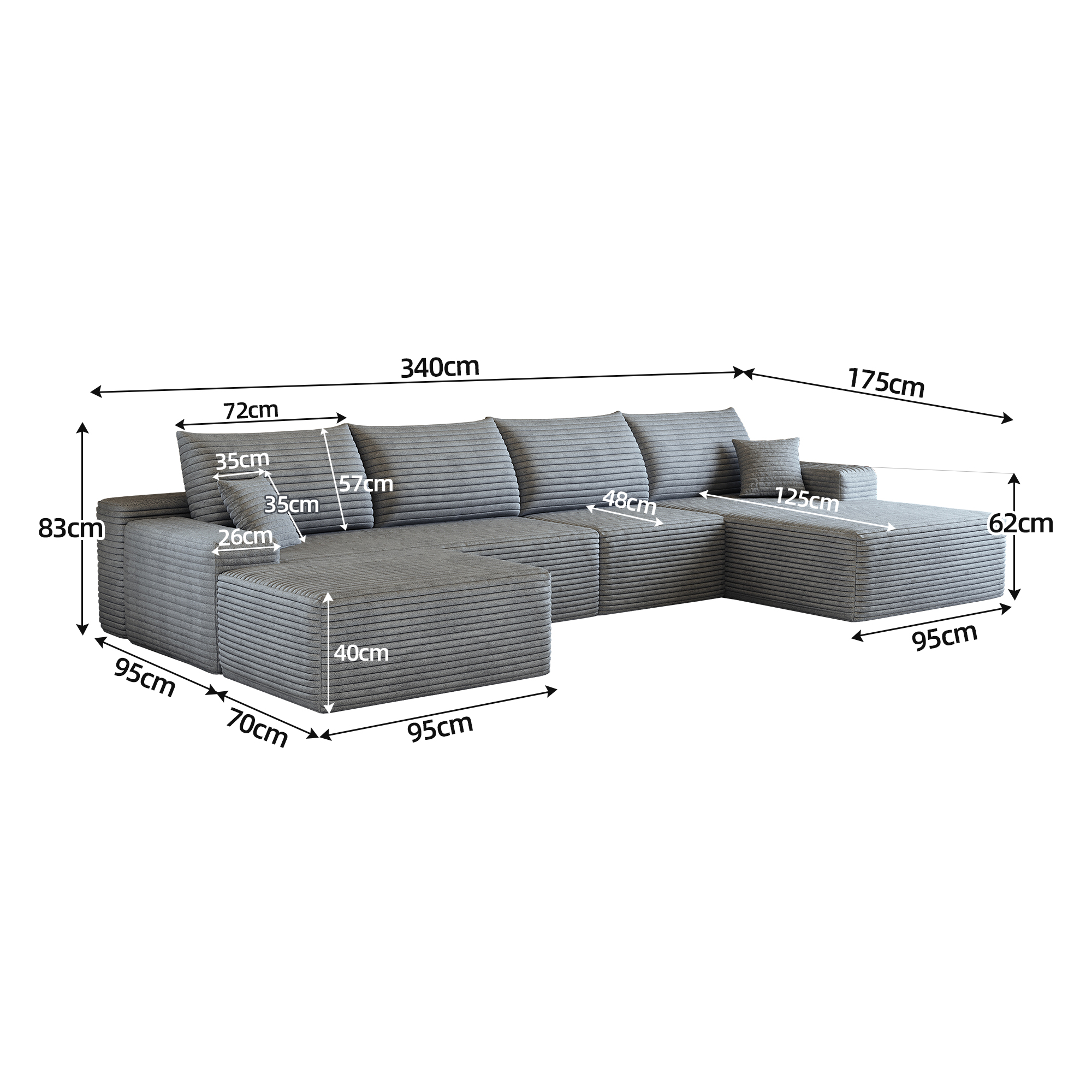 Dimensions du canapé compressé
