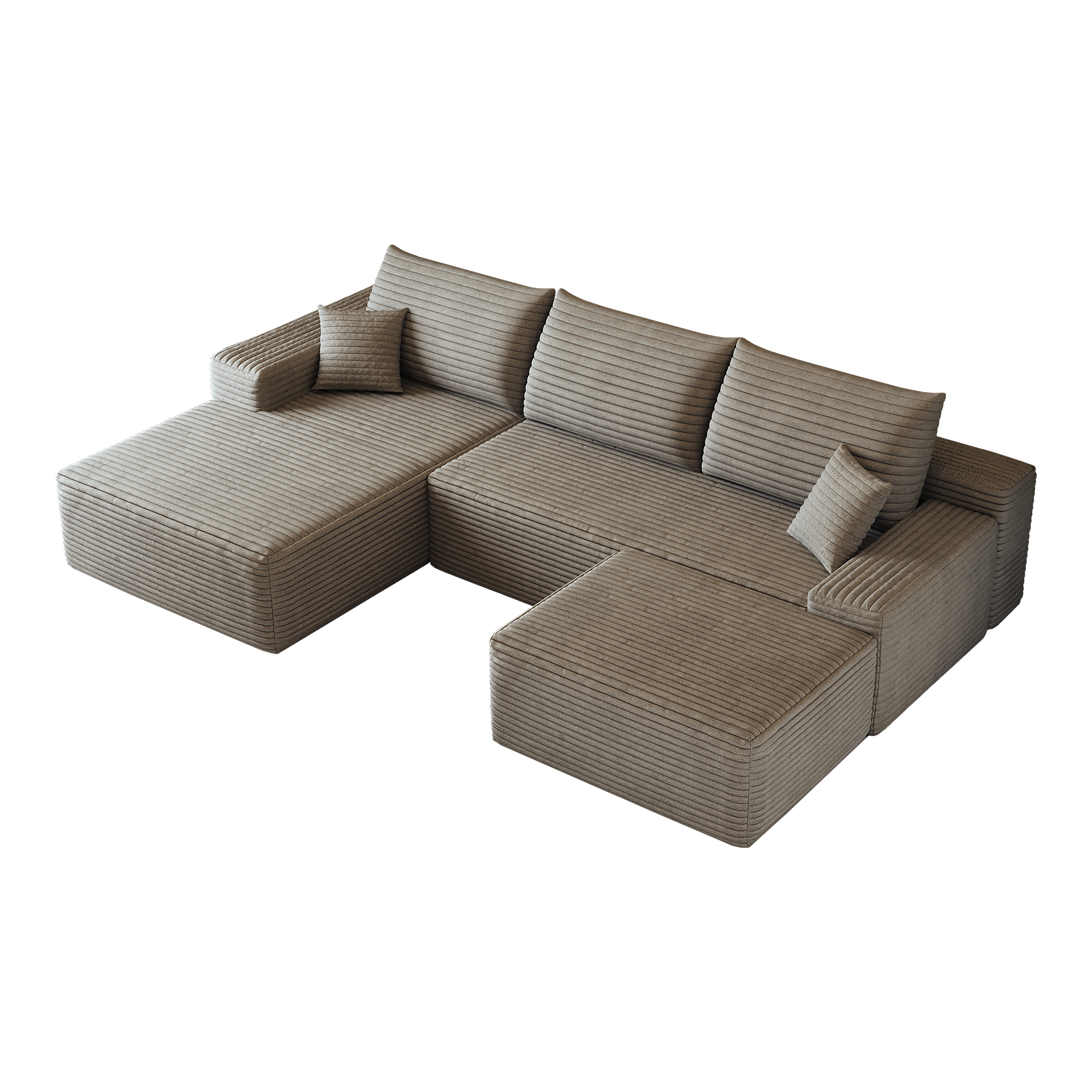 Canapé d’angle modulable 4 places 270 x 175 x 83 cm canapé en L avec méridienne, velours côtelé, Camel - points forts 1