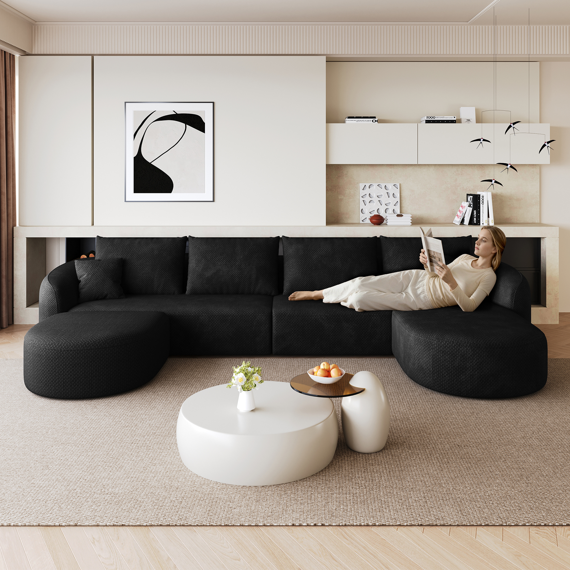 Canapé modulable U 336 cm noir