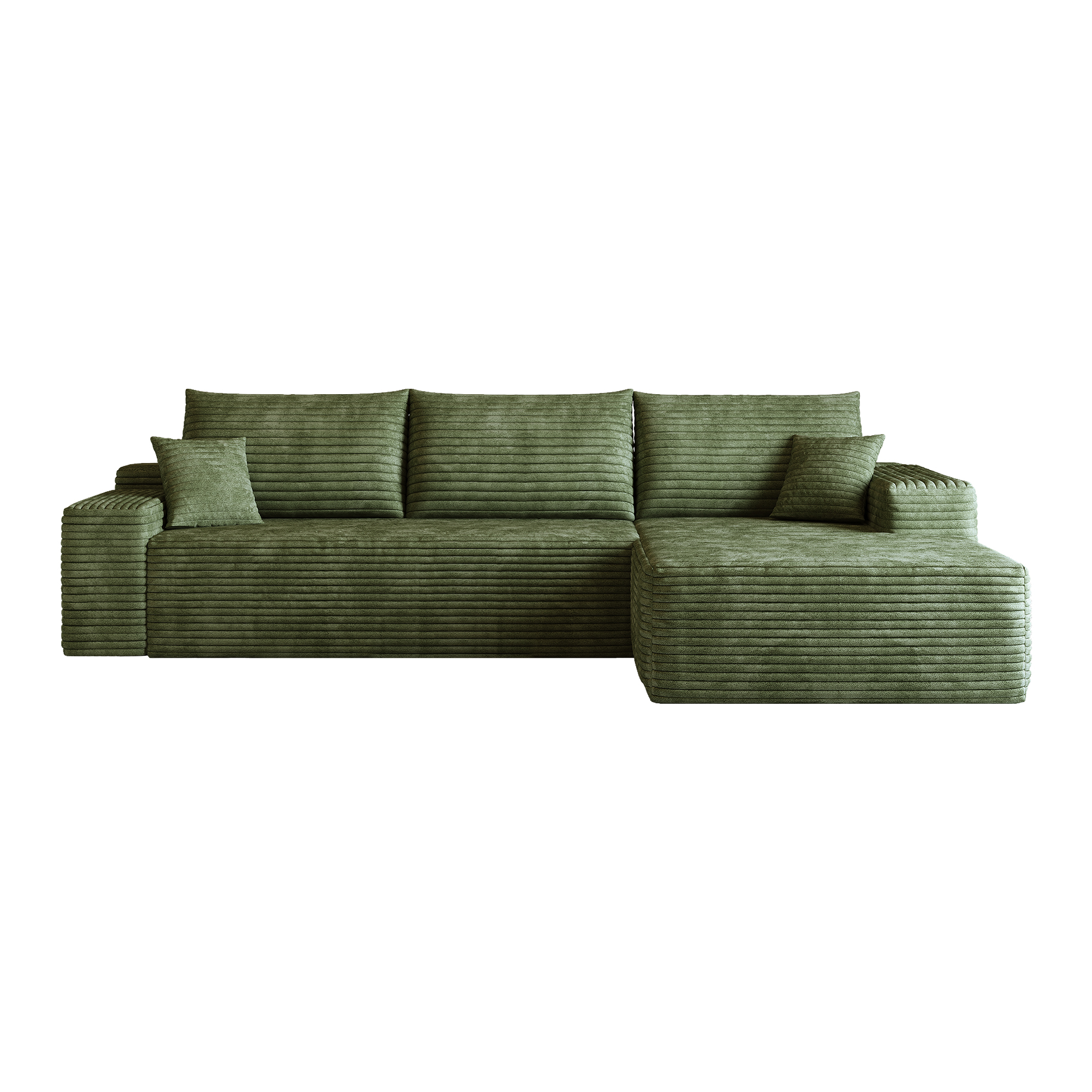 Canapé d’angle convertible en L 3 places 270 x 175 x 83 cm, Velours côtelé, vert - points forts 1