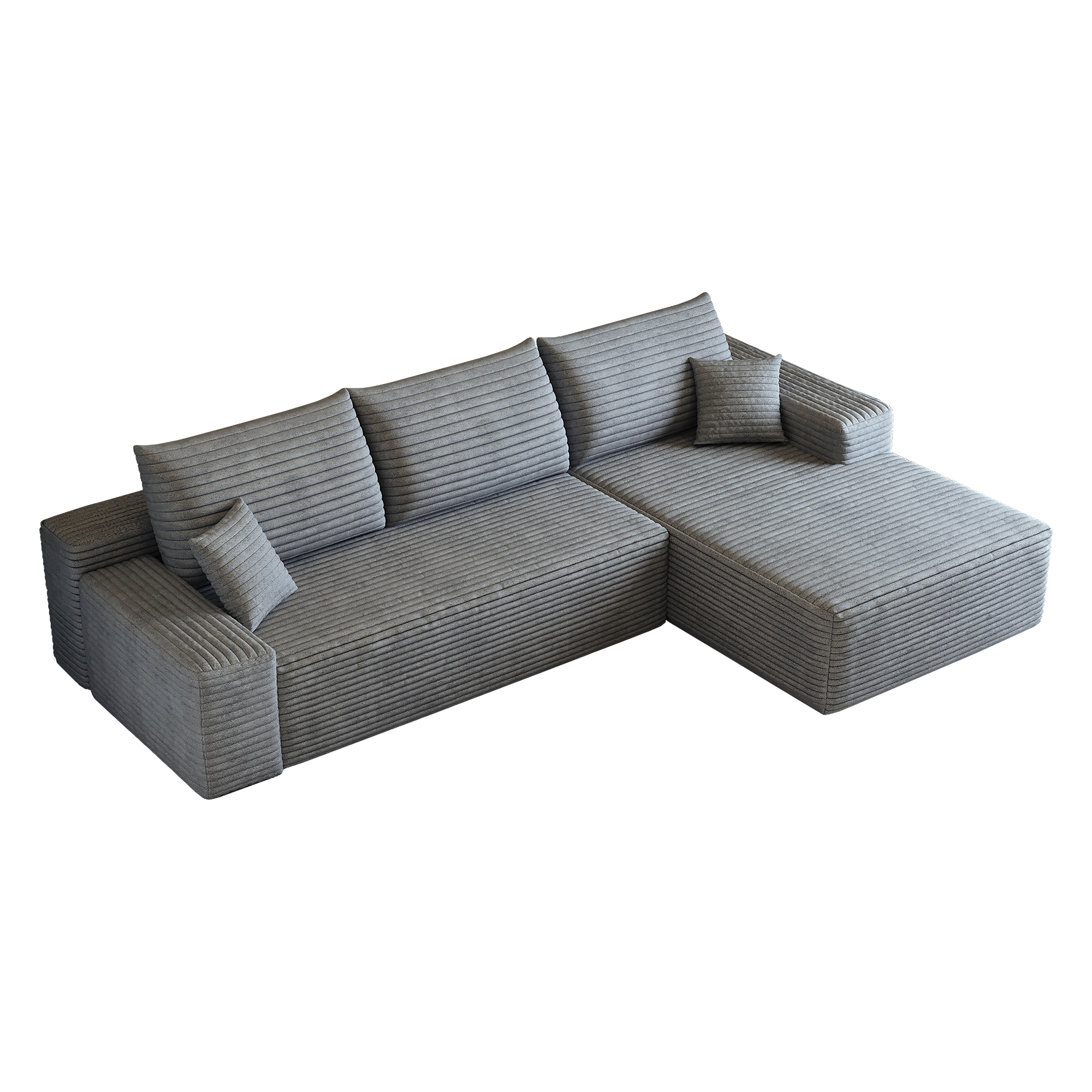 Canapé d’angle convertible en L 3 places 270 x 175 x 83 cm, Velours côtelé, gris foncé - vue complémentaire 1