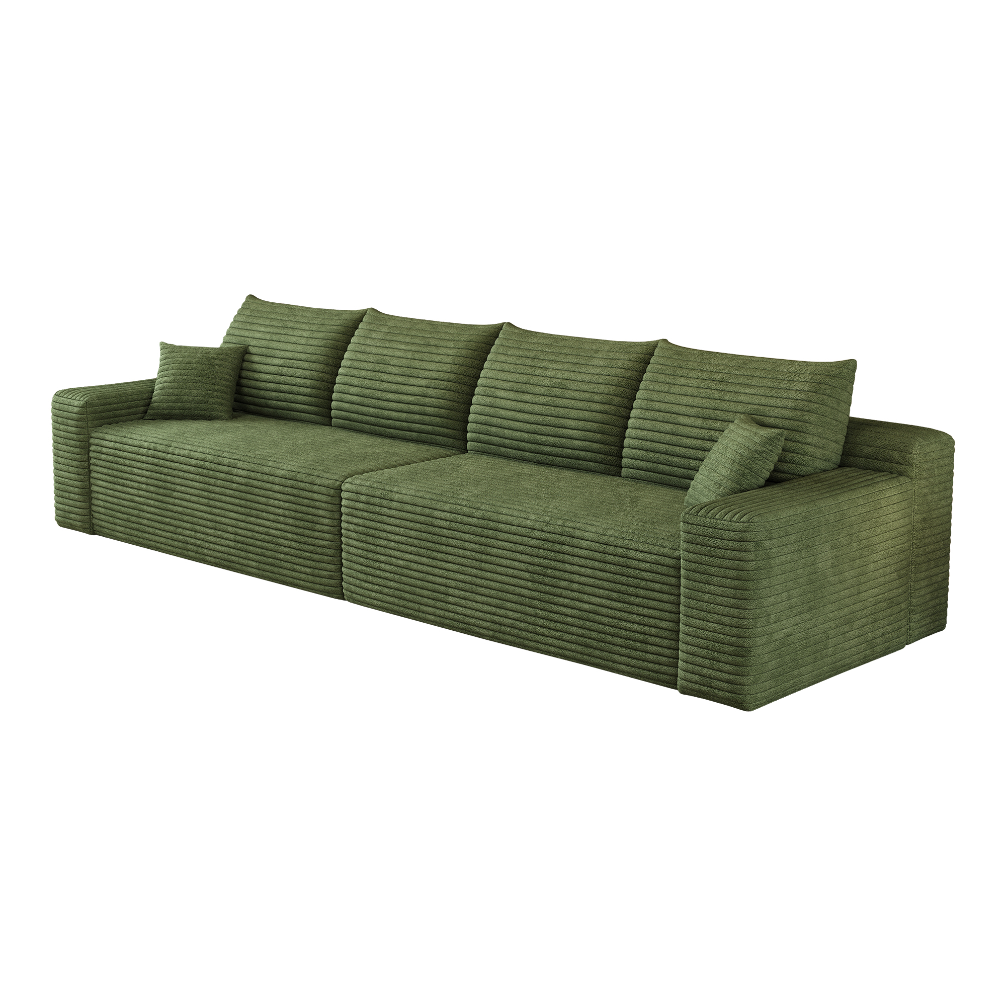 Canapé convertible 4 places 302 x 90 x 58 cm, Velours côtelé, vert - vue complémentaire 1