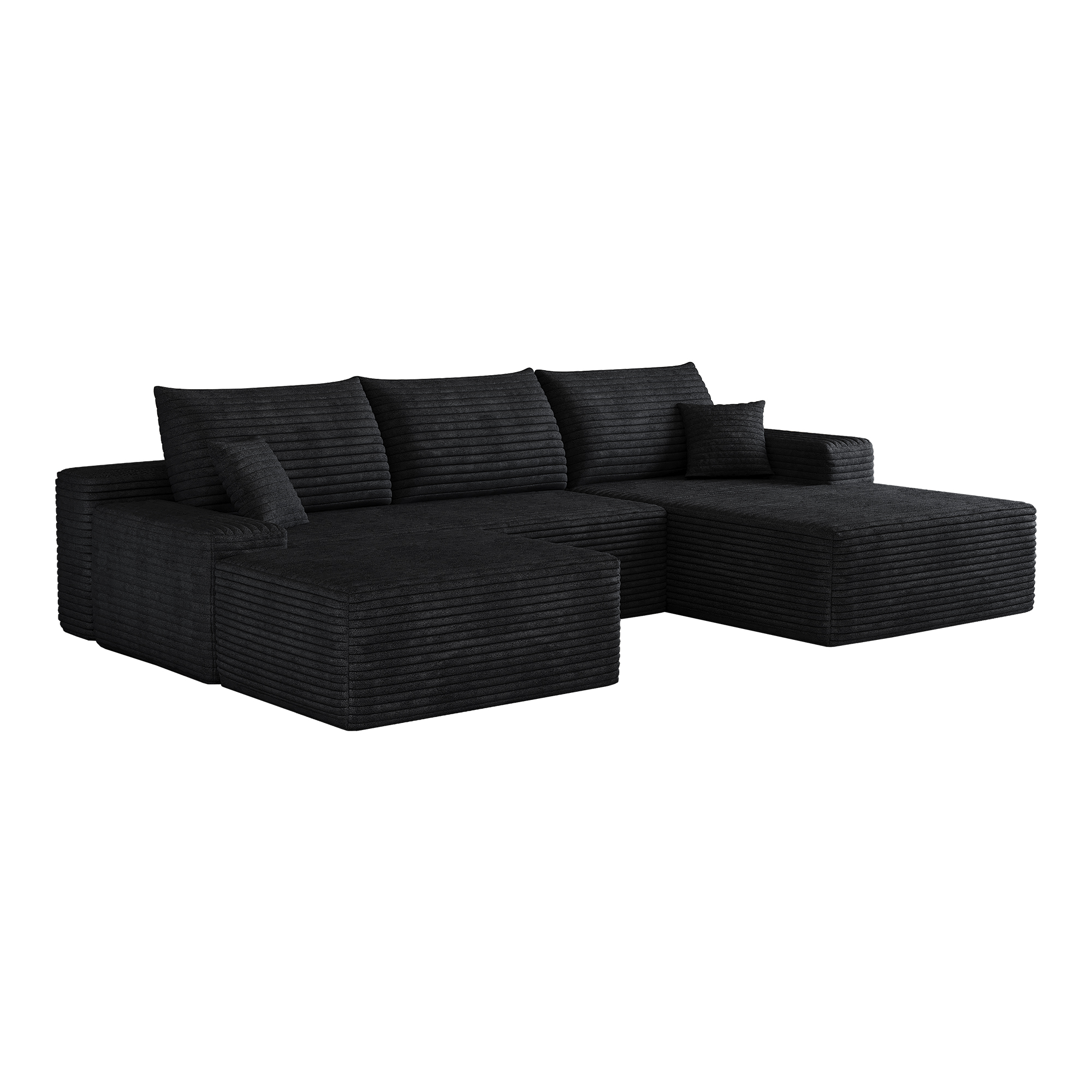 Canapé sans montage en velours côtelé rayé, mousse haute élasticité, prêt en 72h, lignes fluides, pour salon, confort doux, livraison compacte, design élégant, ambiance améliorée, usage quotidien - image 5
