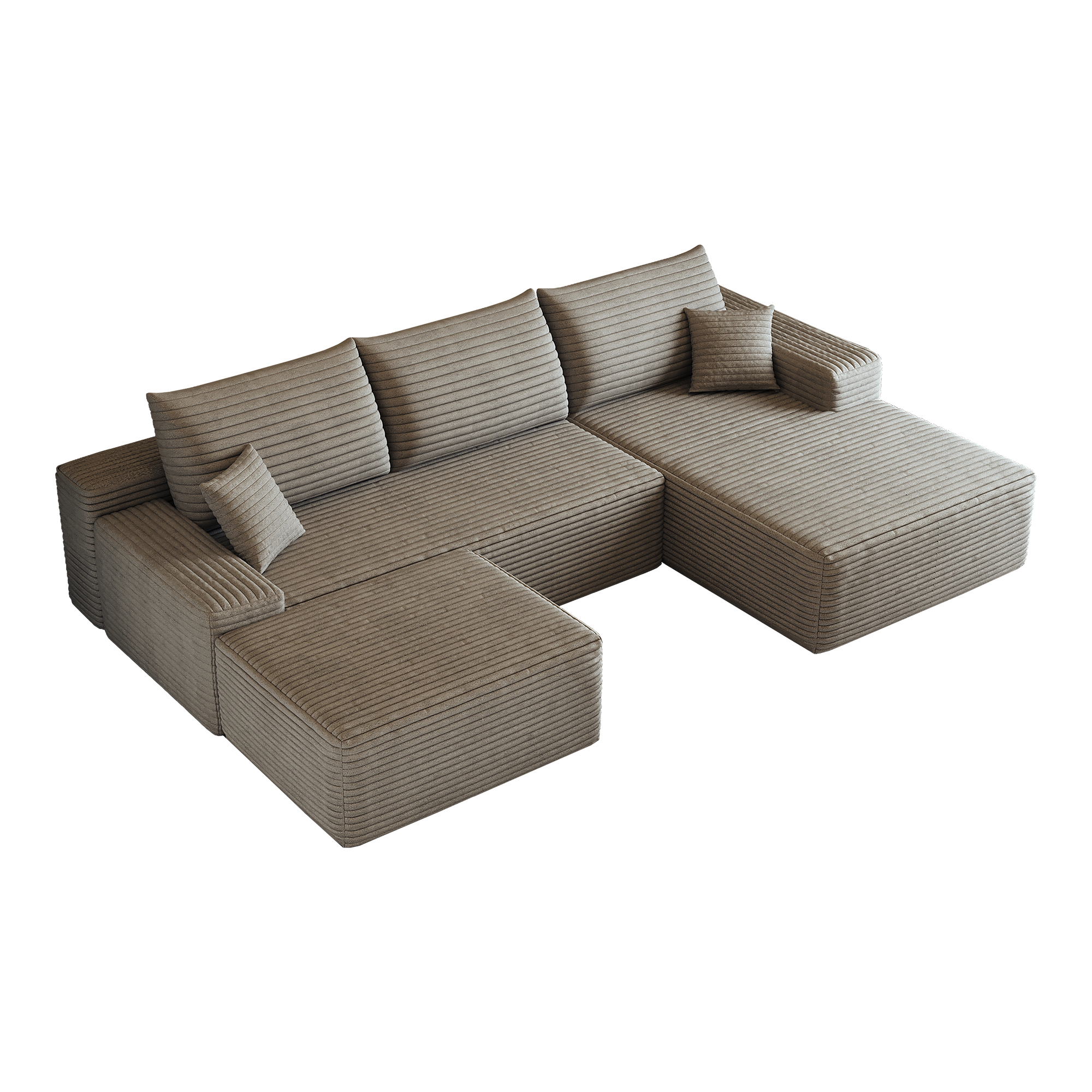 Canapé d’angle modulable 4 places 270 x 175 x 83 cm canapé en L avec méridienne, velours côtelé, Camel - points forts 1
