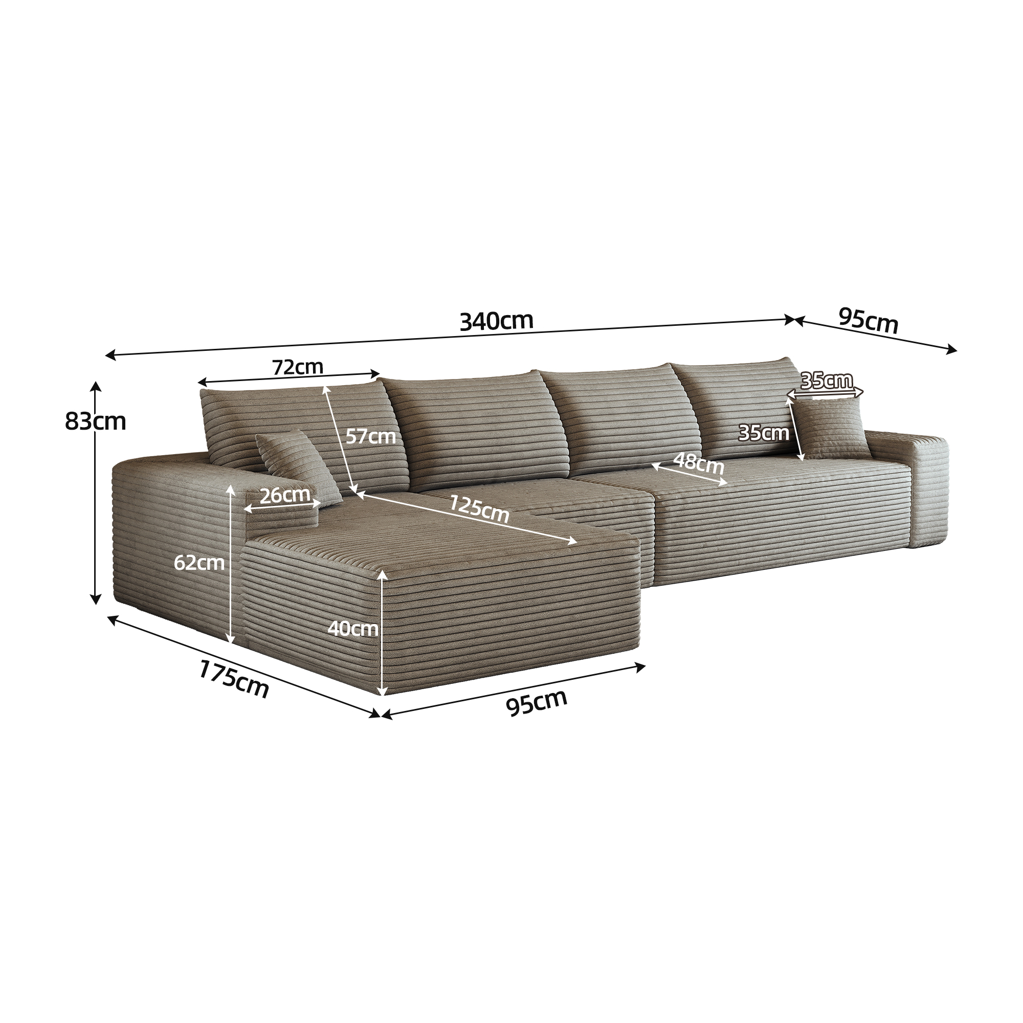 Dimensions du canapé compressé