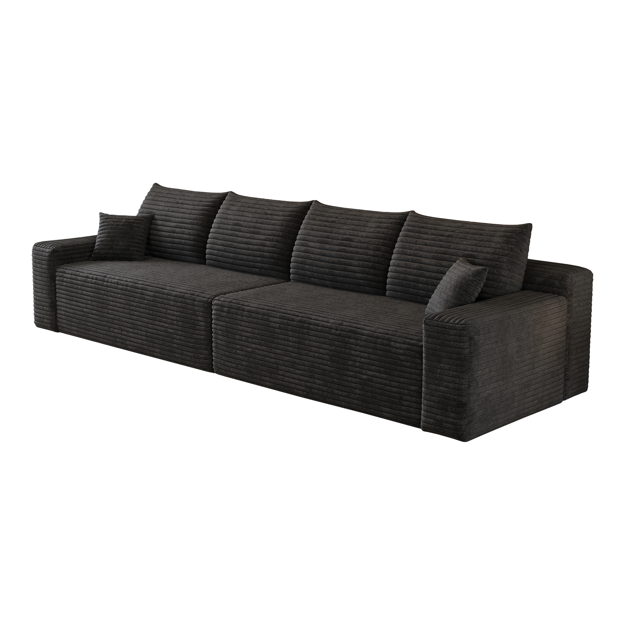 Canapé convertible 4 places 302 x 91 x 58 cm, Velours côtelé, noir - vue complémentaire 1