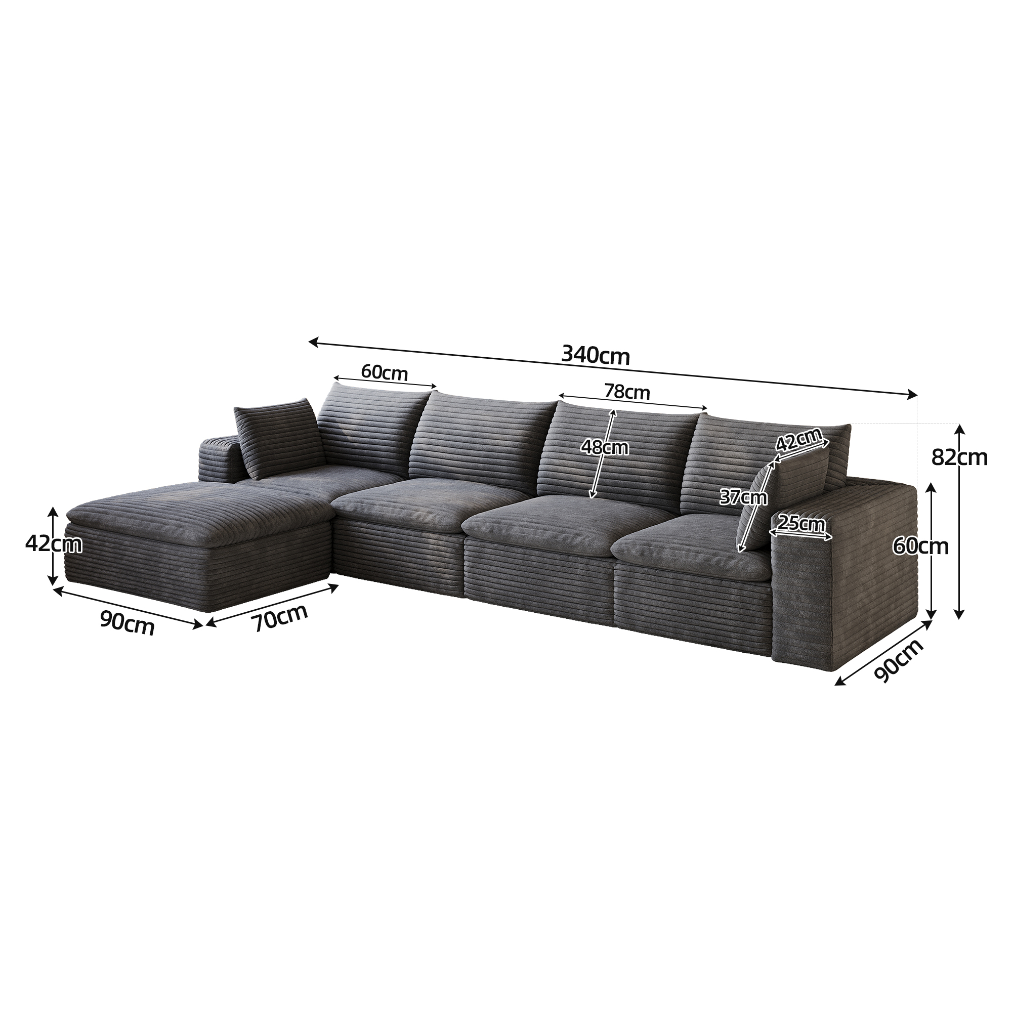 Dimensions du canapé