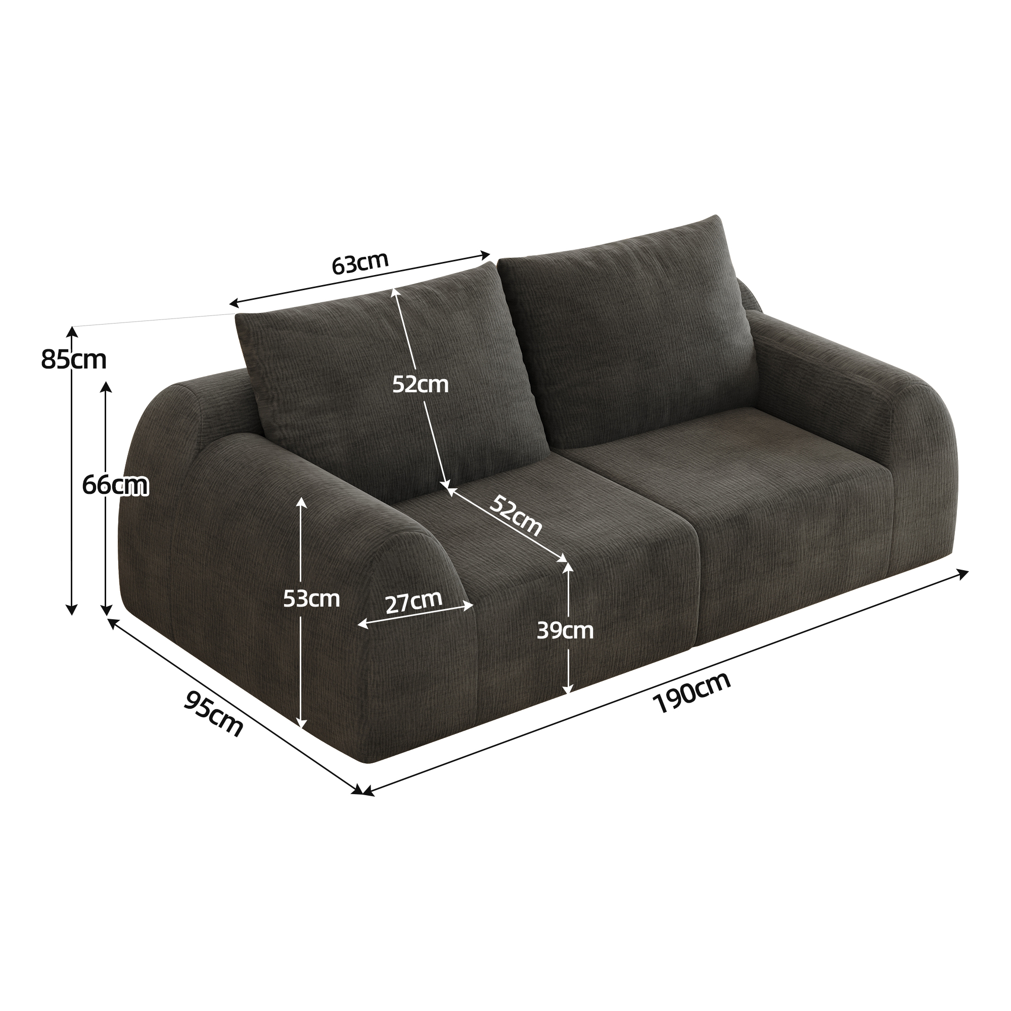 Dimensions du canapé compressé
