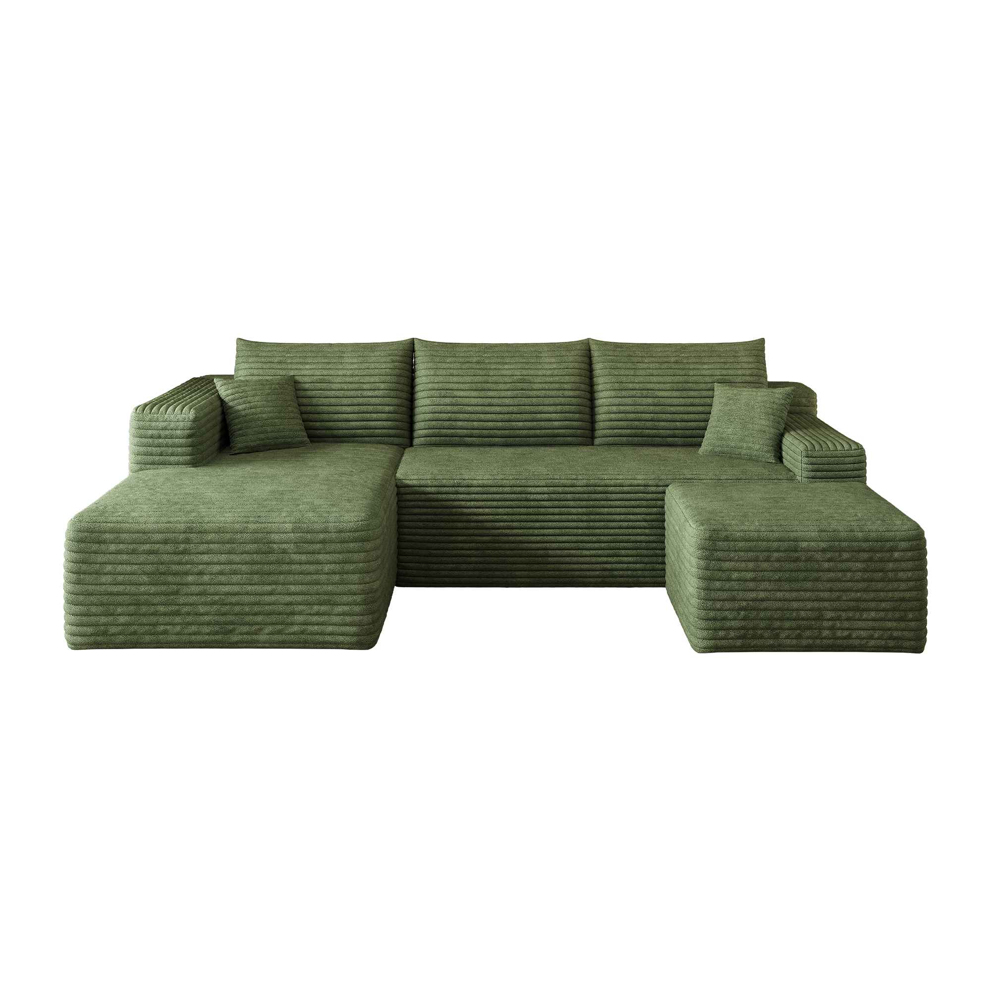 Canapé d’angle 4 places 241x151x58 cm en tissu vert - vue complémentaire 1