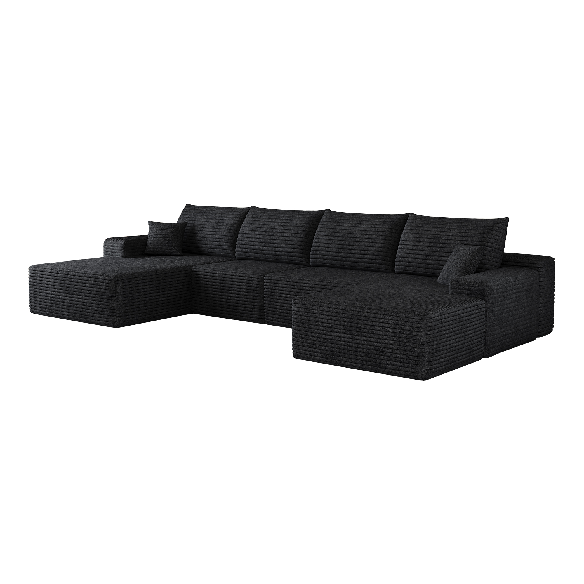 Canapé sans montage en velours côtelé rayé, mousse haute élasticité, prêt en 72h, lignes fluides, pour salon, confort doux, livraison compacte, design élégant, ambiance améliorée, usage quotidien - image 5