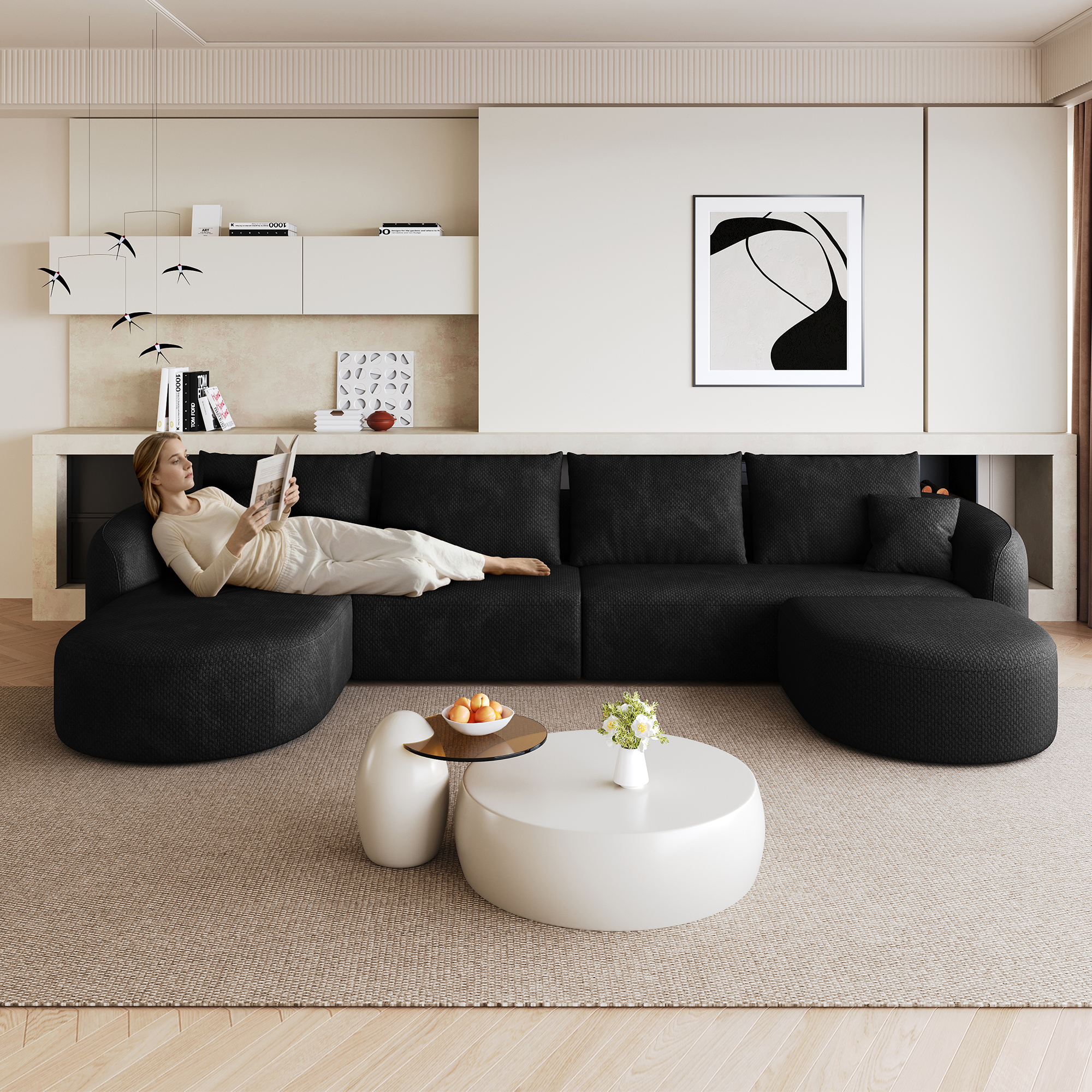 Canapé modulable U 336 cm noir