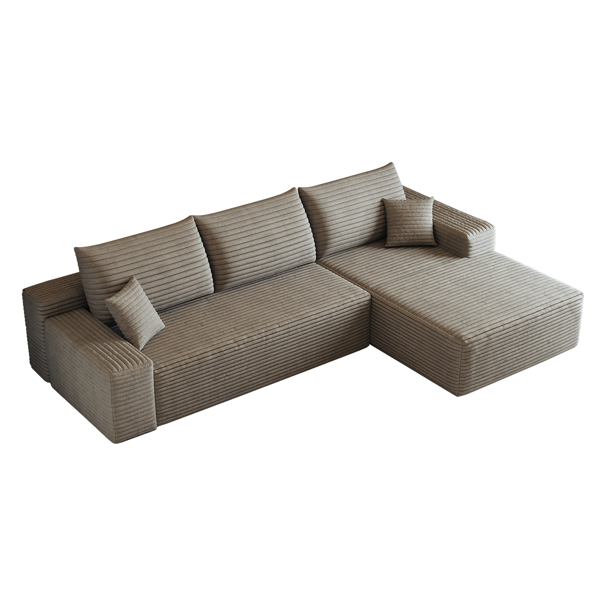 Canapé d’angle convertible en L 3 places 270 x 175 x 83 cm, Velours côtelé, camel - vue complémentaire 1