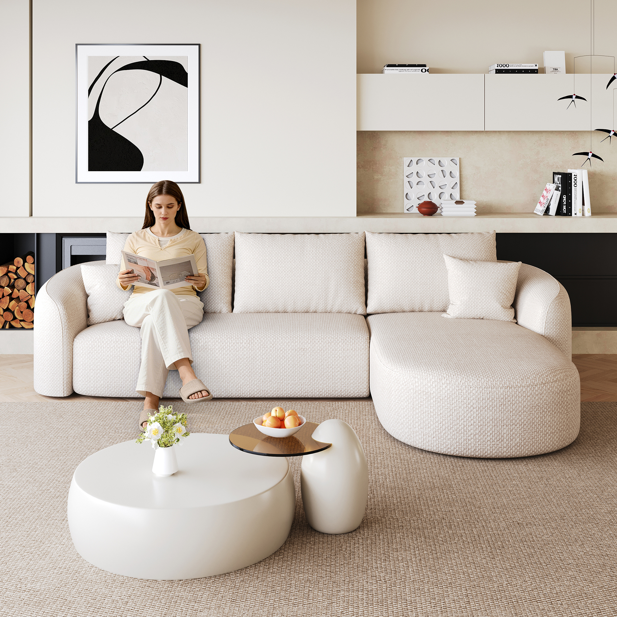 266cm L-förmigerEcksofa,Schwamm Kompressions sofas