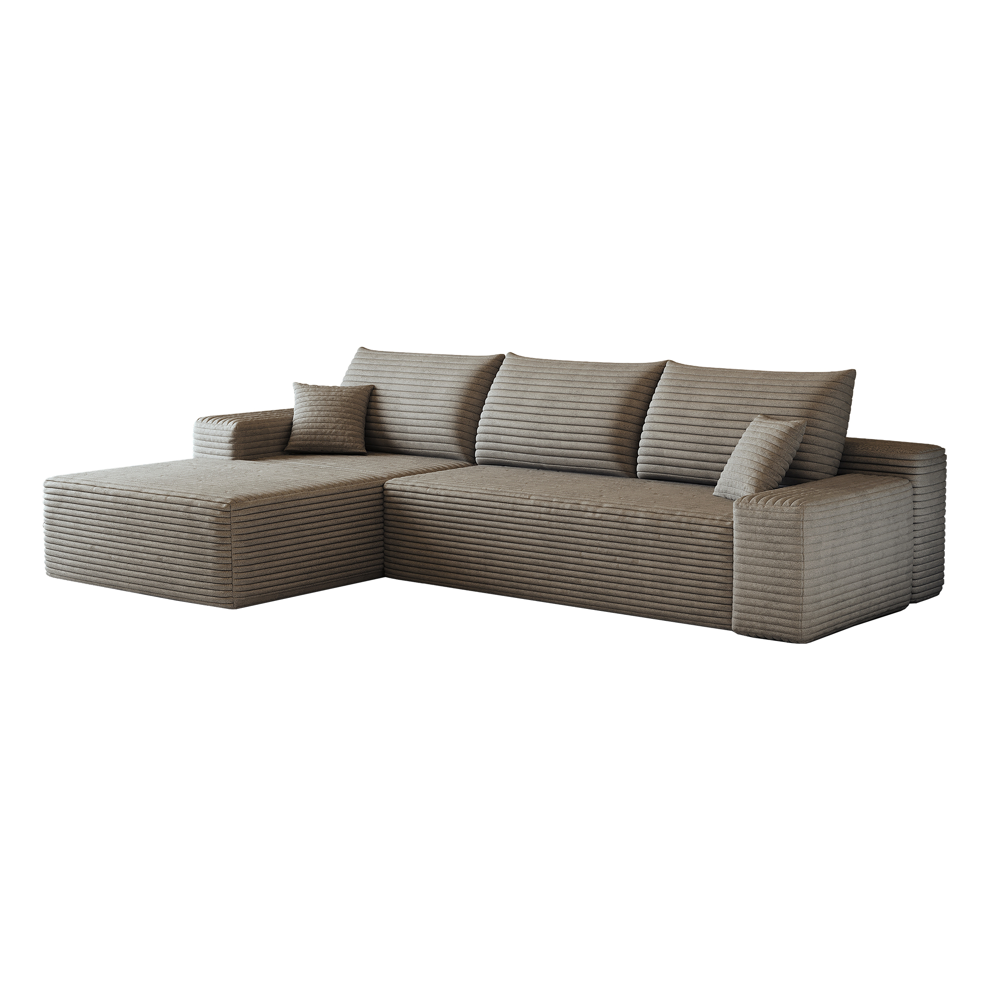 Canapé d’angle convertible en L 3 places 270 x 175 x 83 cm, Velours côtelé, camel - vue complémentaire 1
