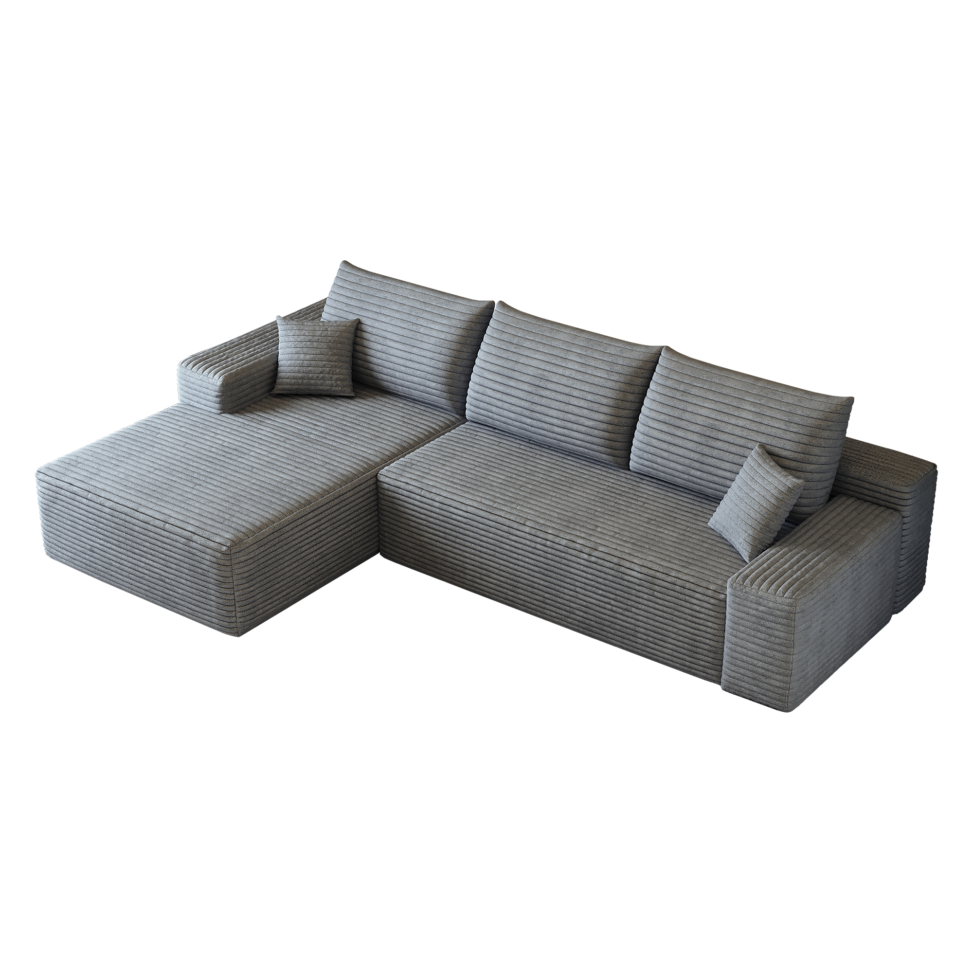 Canapé d’angle convertible en L 3 places 270 x 175 x 83 cm, Velours côtelé, gris foncé - vue complémentaire 1