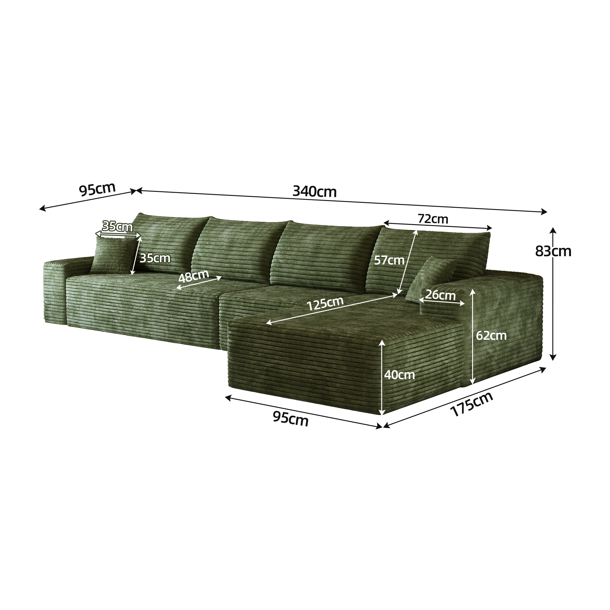 Dimensions du canapé compressé