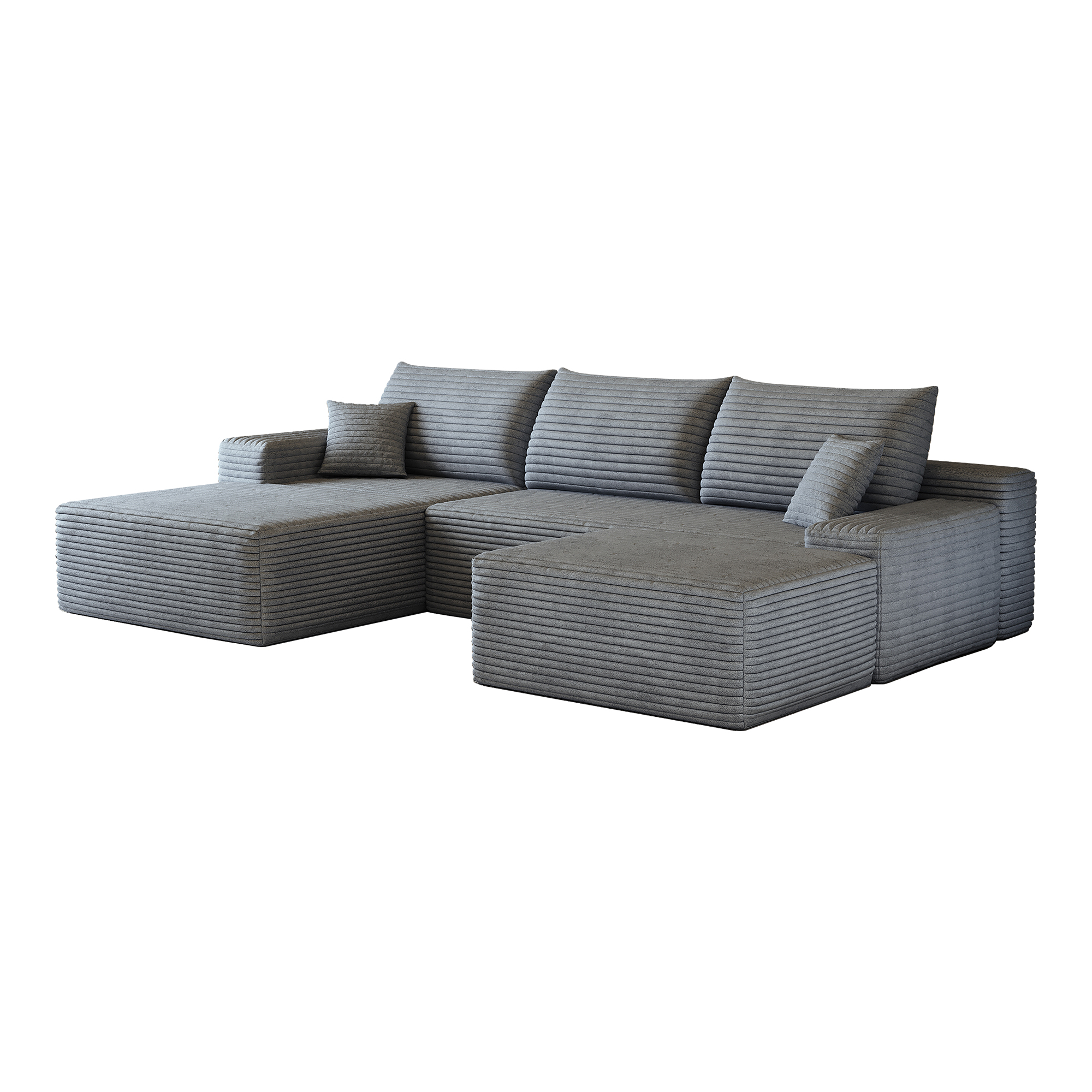 Canapé sans montage en velours côtelé rayé, mousse haute élasticité, prêt en 72h, lignes fluides, pour salon, confort doux, livraison compacte, design élégant, ambiance améliorée, usage quotidien - image 5