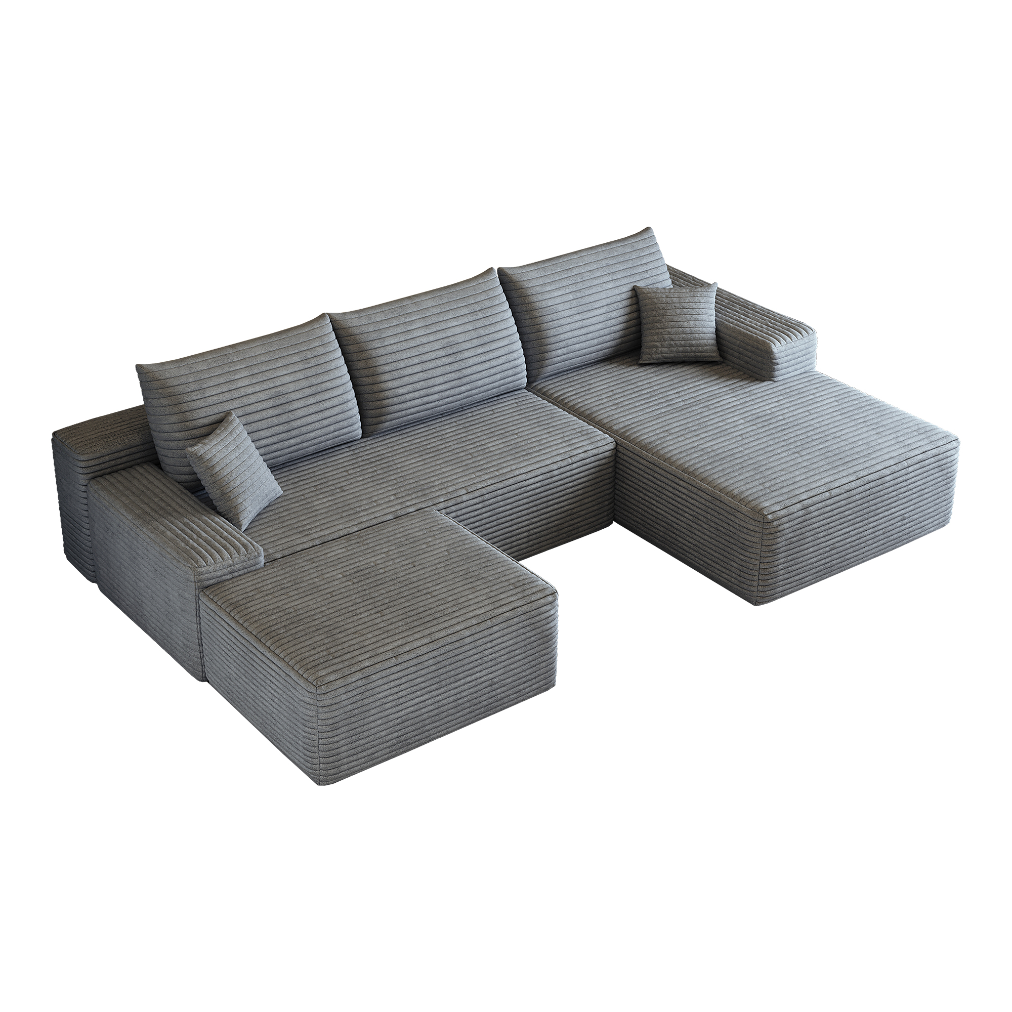 Canapé d’angle modulable 4 places 270 x 175 x 83 cm canapé en L avec méridienne, velours côtelé, Gris - points forts 1