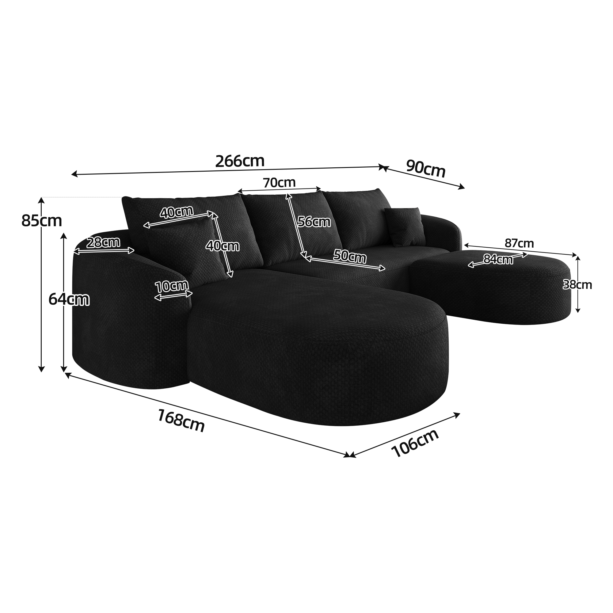 Dimensions du canapé compressé