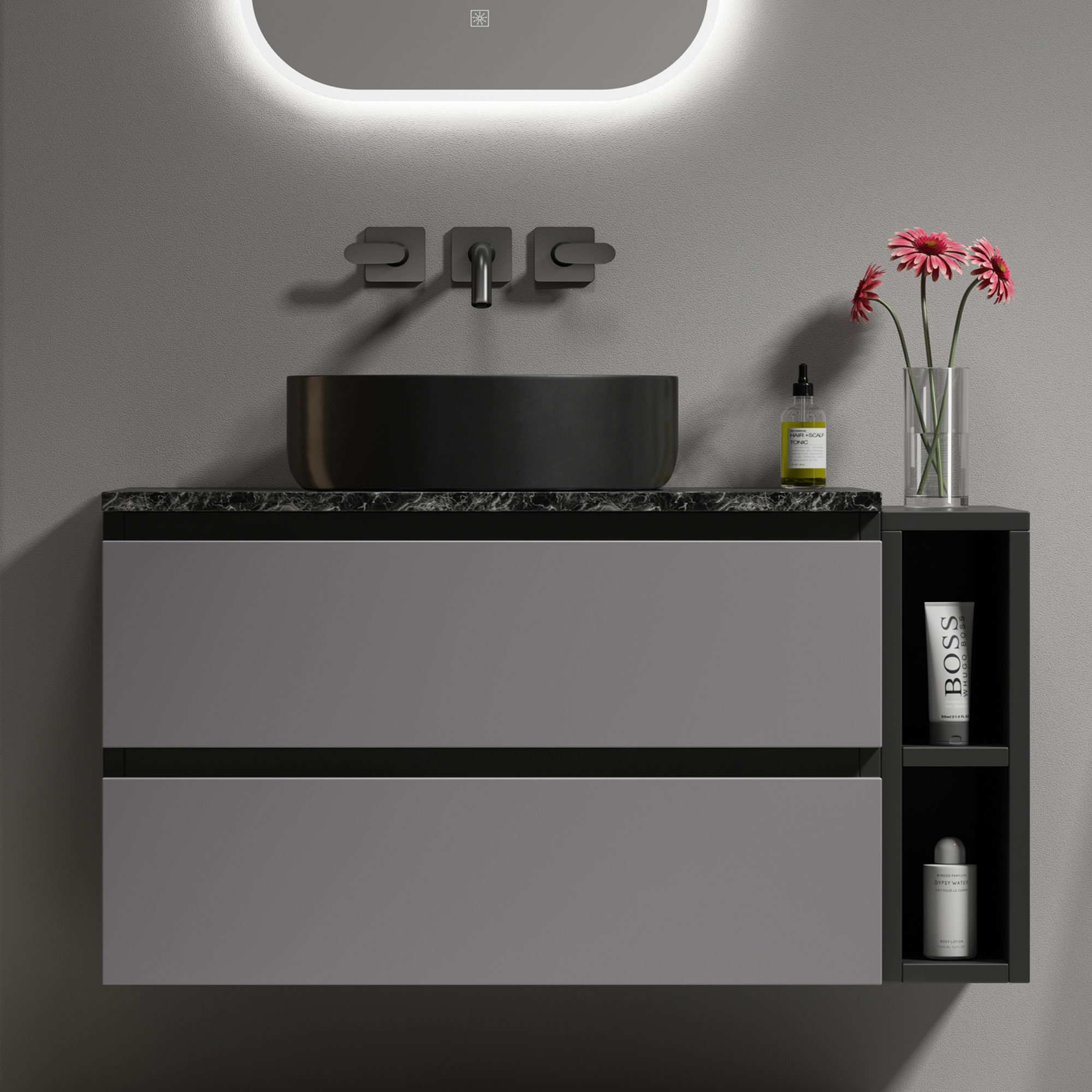 Waschbeckenunterschrank hängend 80cm breit,mit Ker