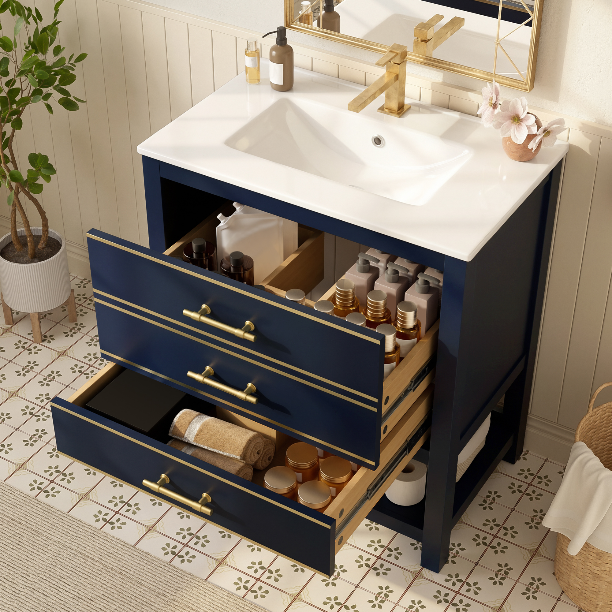 Badezimmer Waschtisch Unterschrank mit Keramikbeck