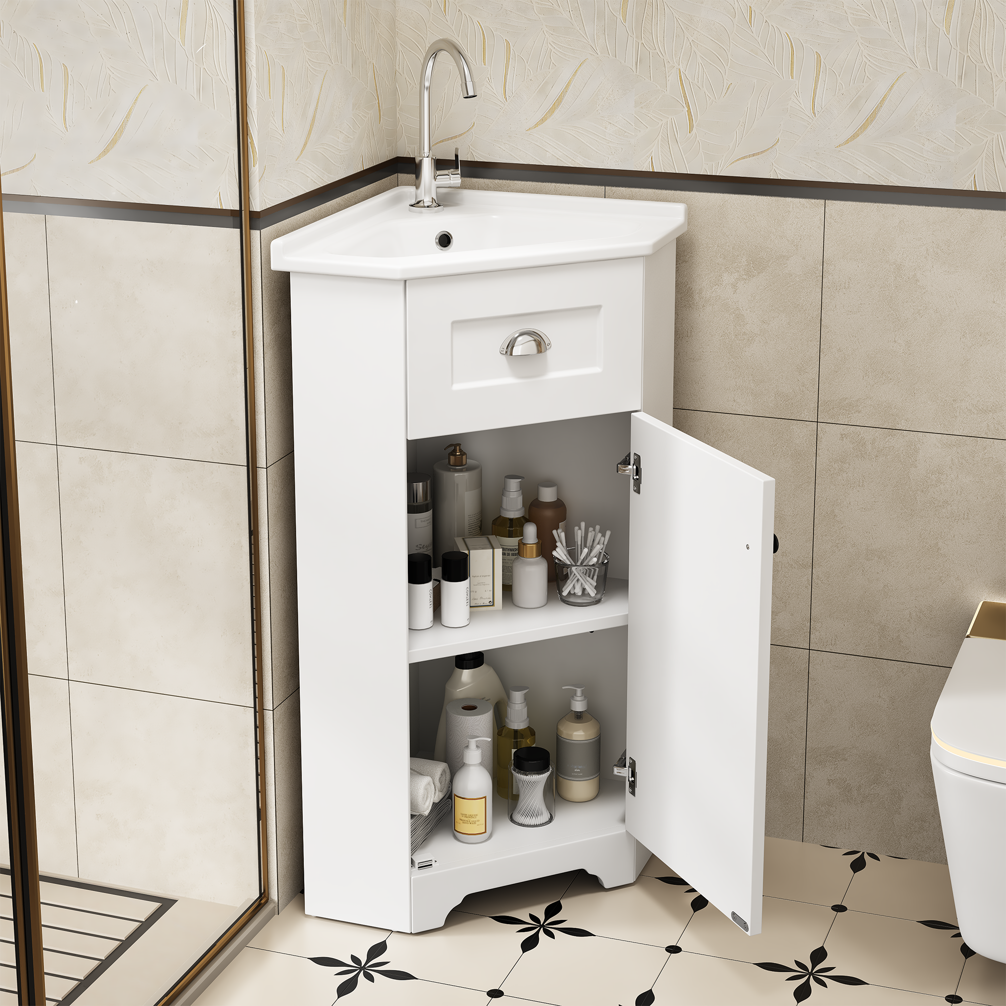 Badezimmerschrank platzsparend Standmodell mit Ein