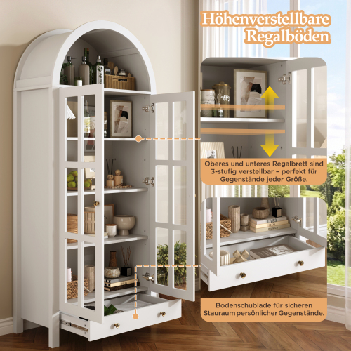 Tiroir et rangement vitrine blanche