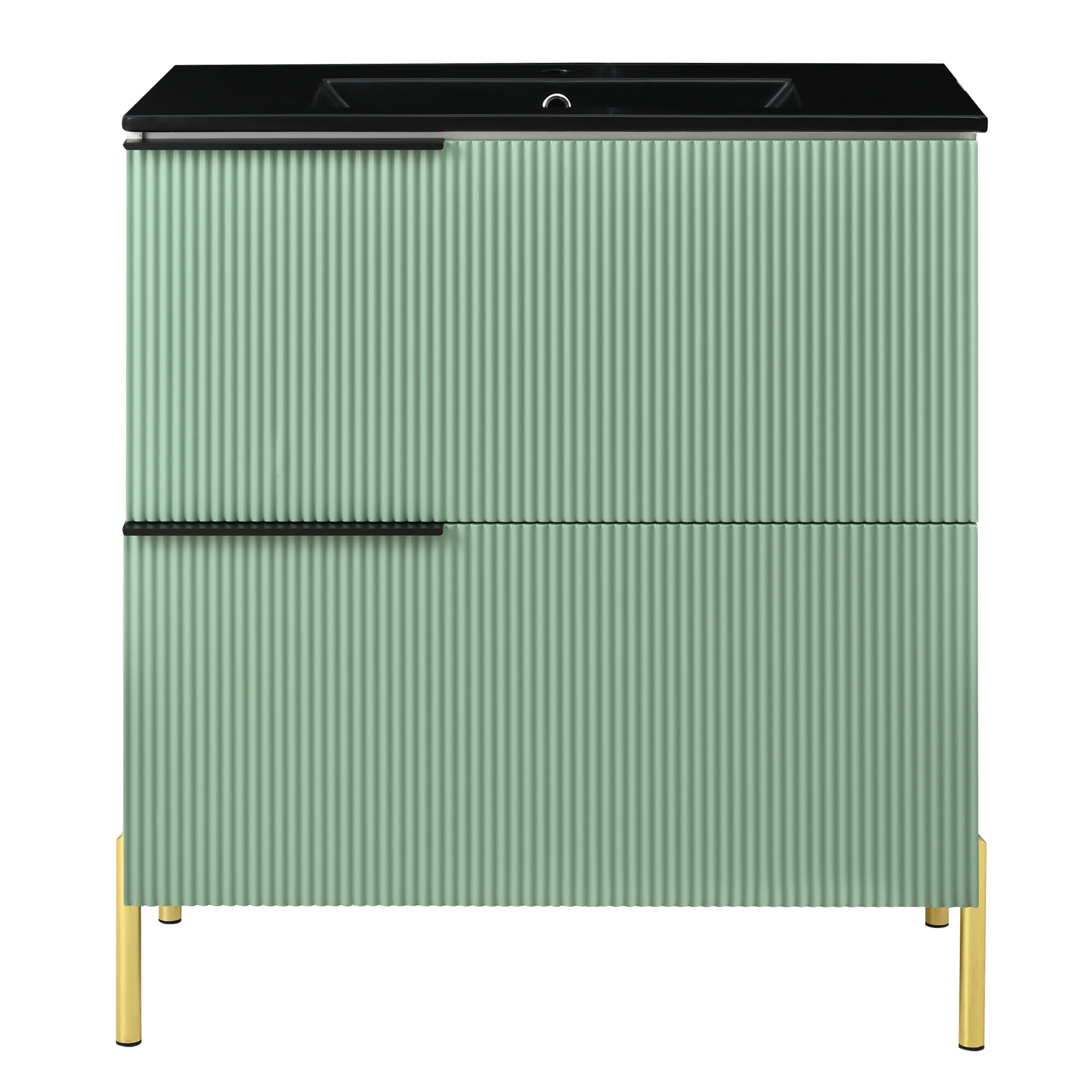 Meuble vasque de salle de bains, avec tiroirs, 81,5 x 47 x 90 cm, céramique et MDF, vert - vue 9