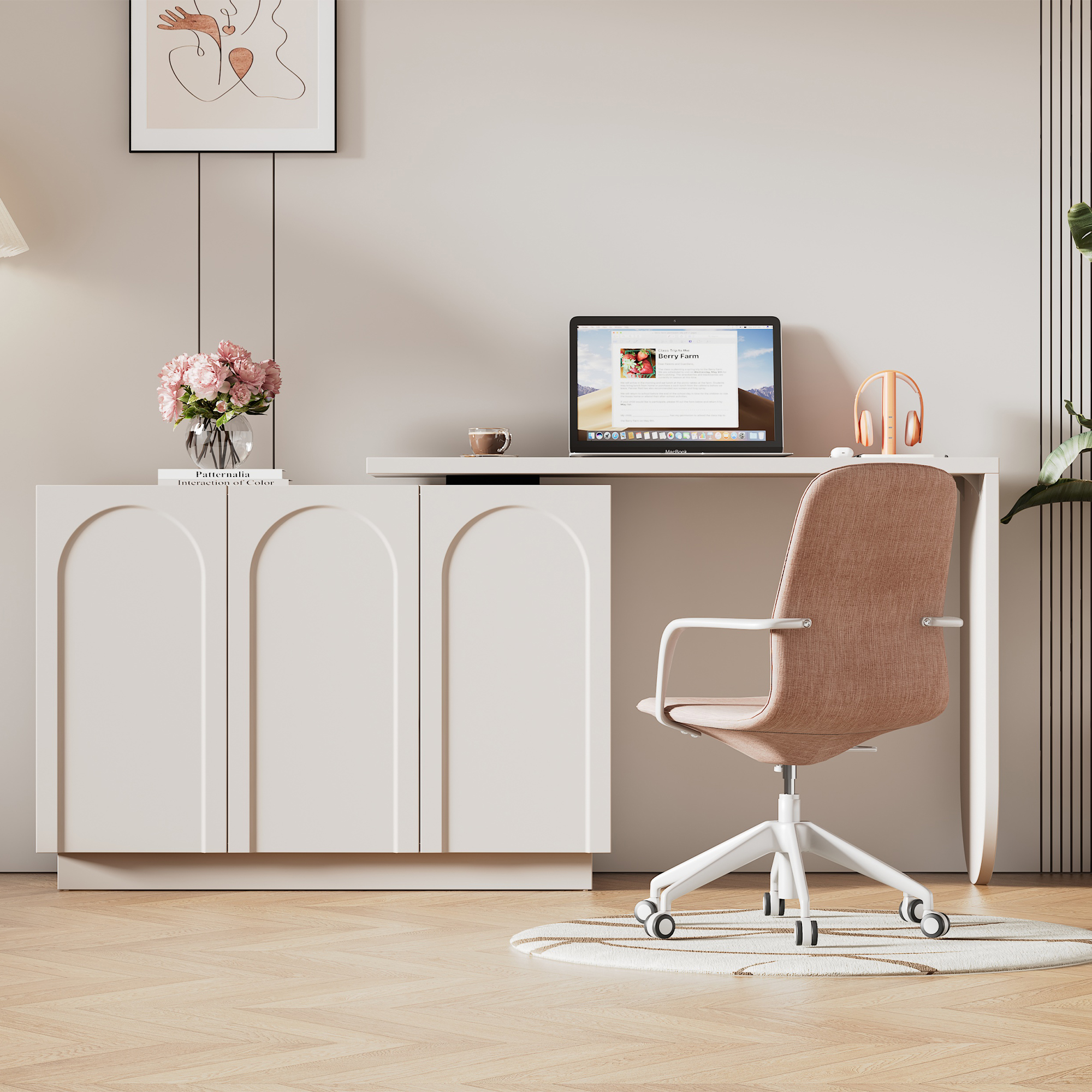 Schreibtisch, drehbarer L-förmiger Eck-Computertis