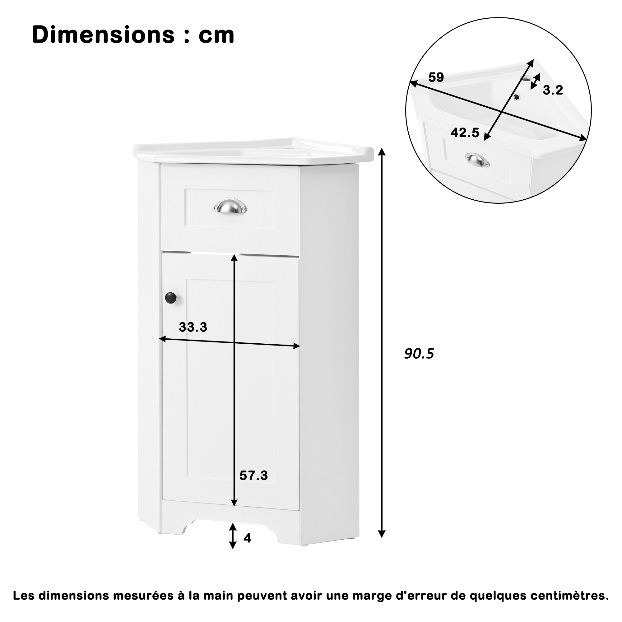 Dimensions du meuble vasque