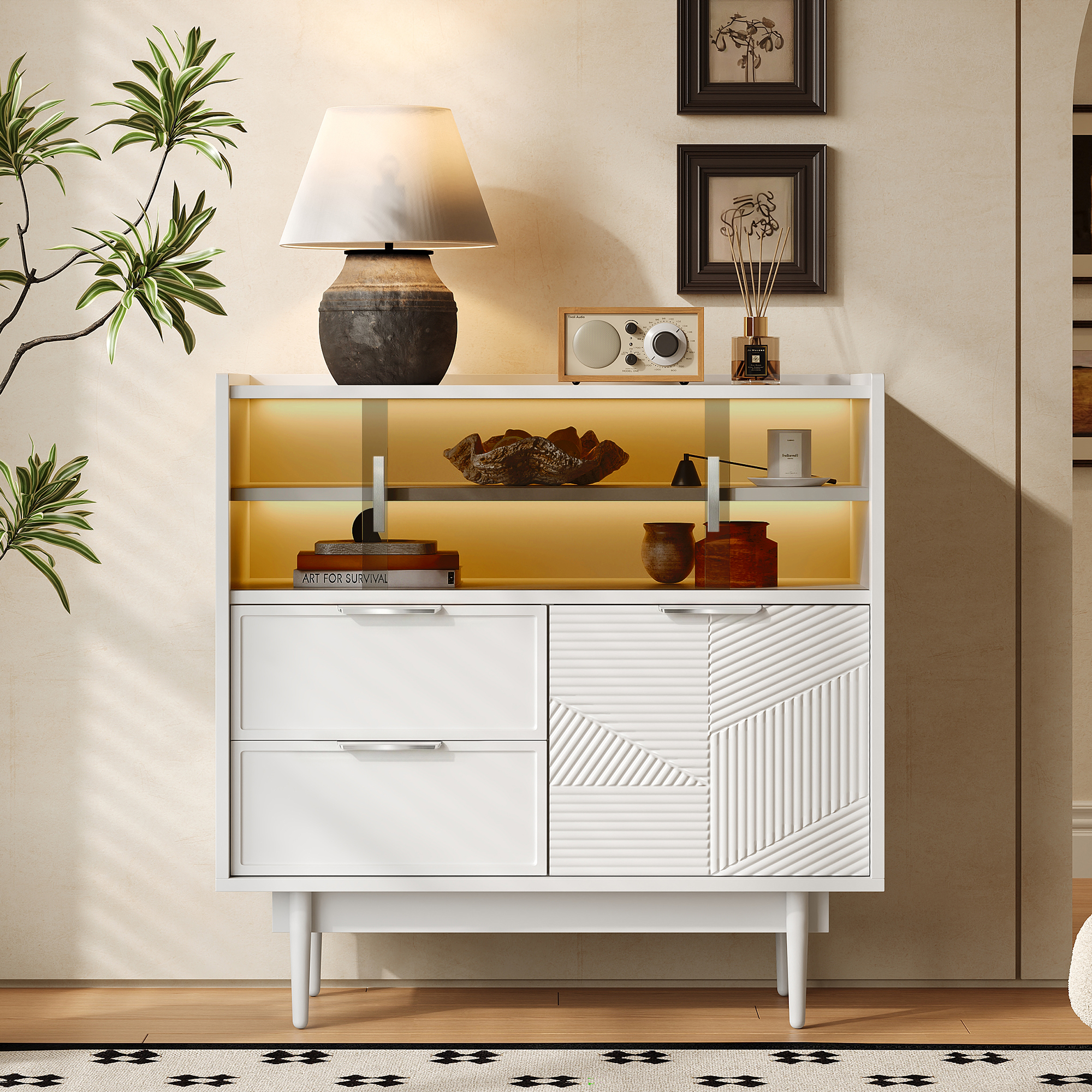 Ablageschrank, Badezimmerschrank, Sideboard mit Li