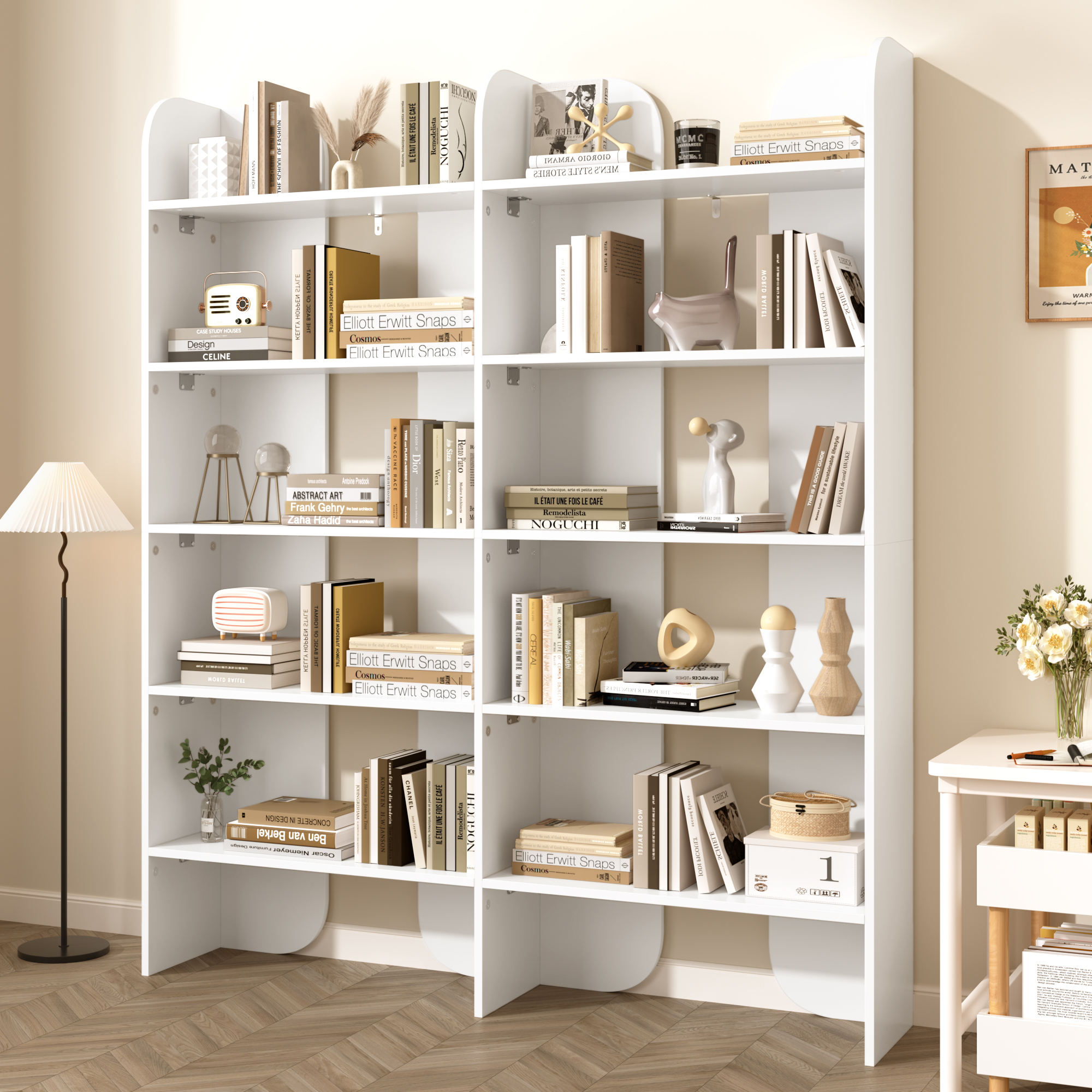 Bibliothèque 135 x 25 x 160 cm, 5 niveaux, panneaux de particules, Blanc - vue complémentaire