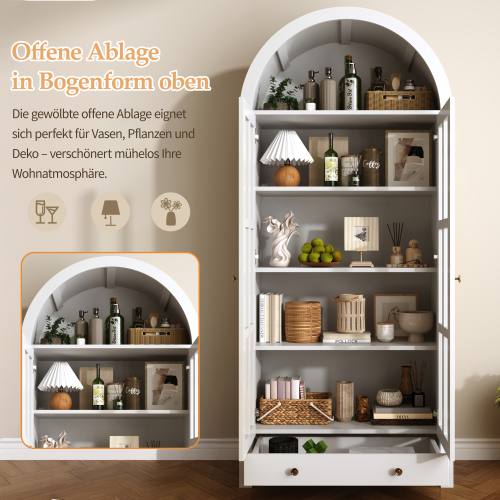 Vitrine haute blanche arquée