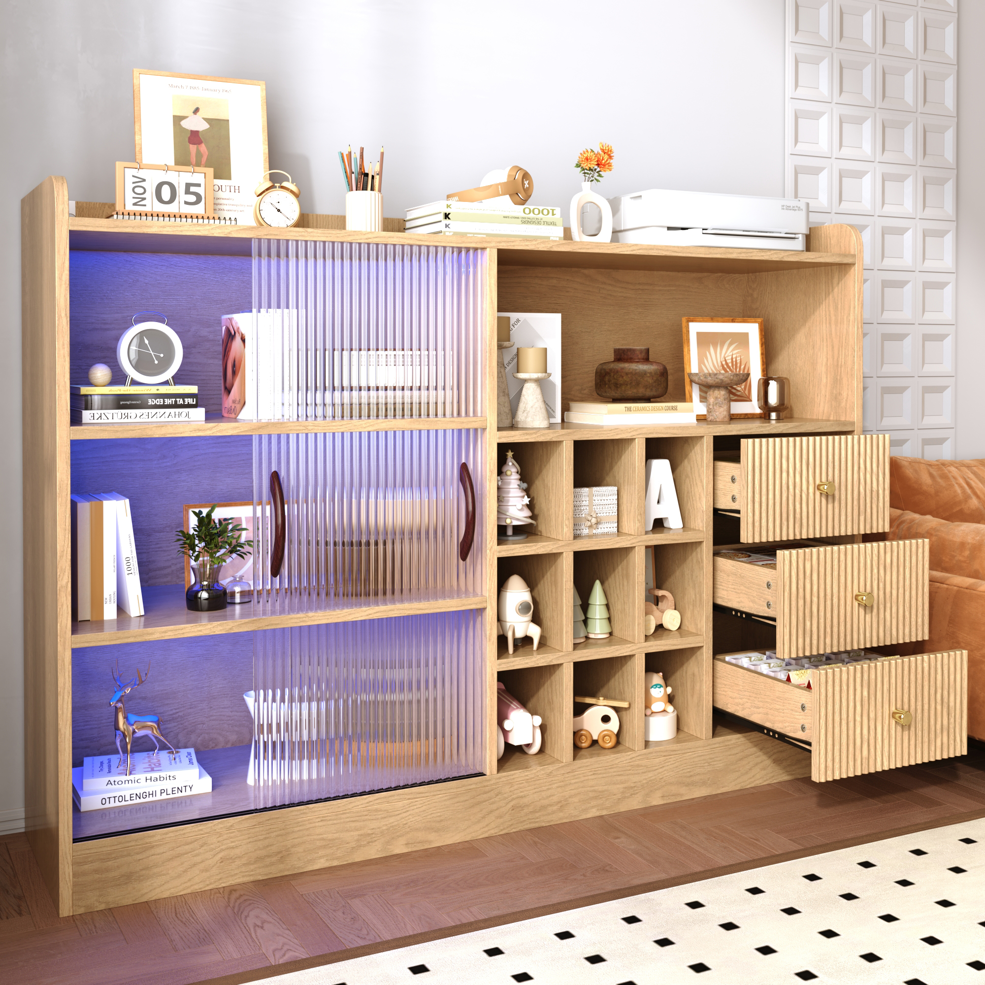 Meuble de rangement avec éclairage LED