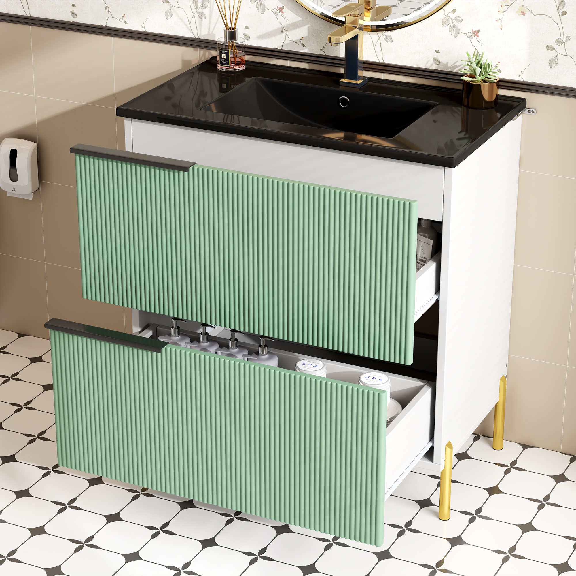 Badezimmer Waschtischunterschrank mit Keramik Wasc