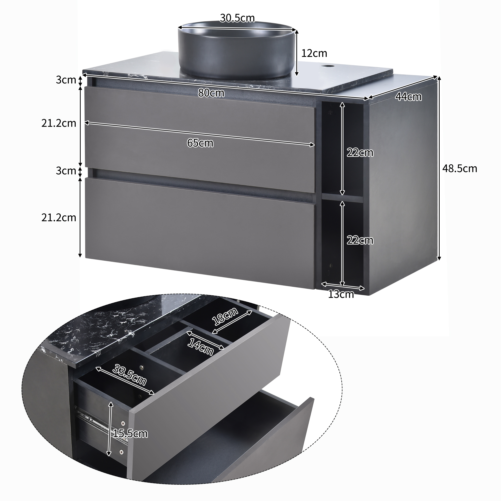 Dimensions du meuble vasque
