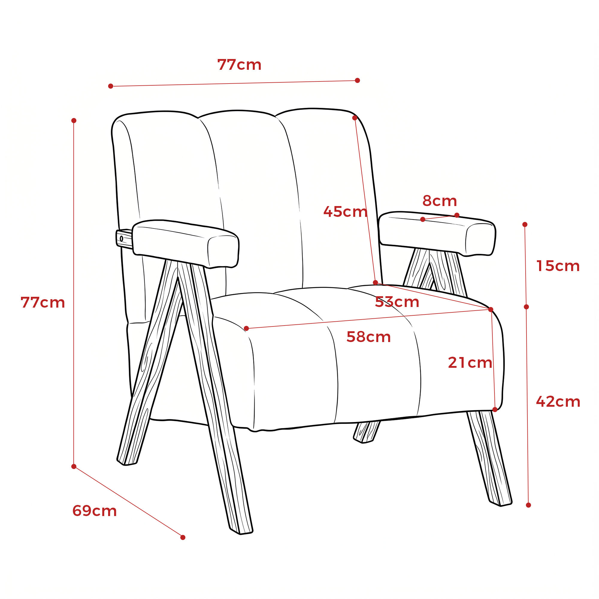Dimensions du fauteuil d'appoint
