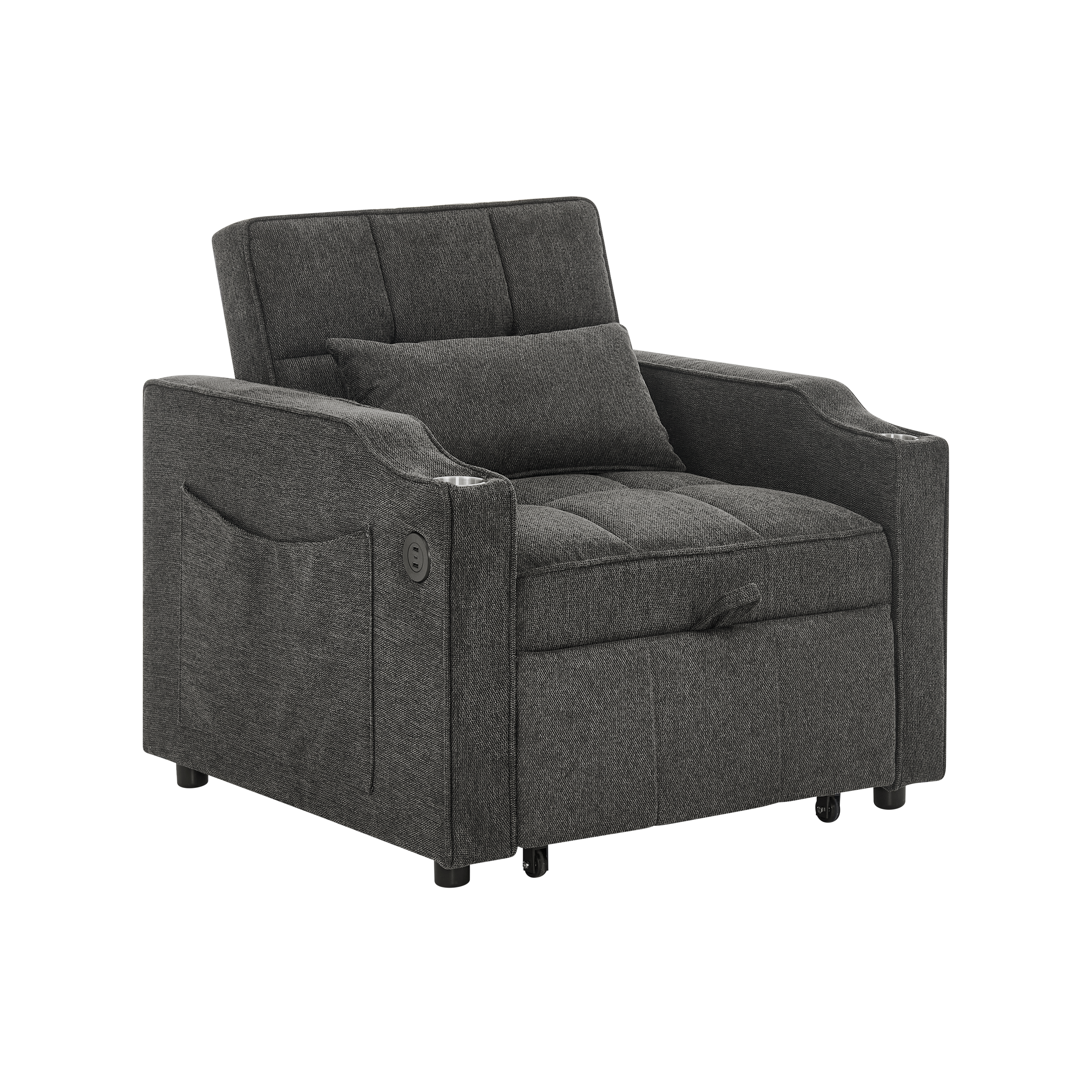 Fauteuil inclinable électrique avec USB et USB-C dans accoudoir, porte-gobelet acier inoxydable, poches latérales, montage rapide, pour salon et home cinéma, confort et technologie, massage et détente - image 21