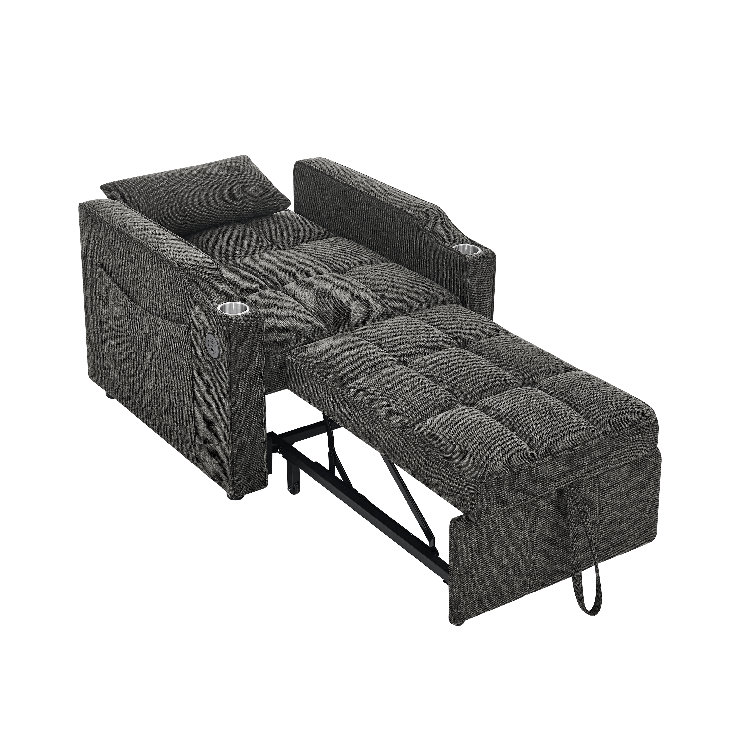 Fauteuil inclinable électrique avec USB et USB-C dans accoudoir, porte-gobelet acier inoxydable, poches latérales, montage rapide, pour salon et home cinéma, confort et technologie, massage et détente - image 18