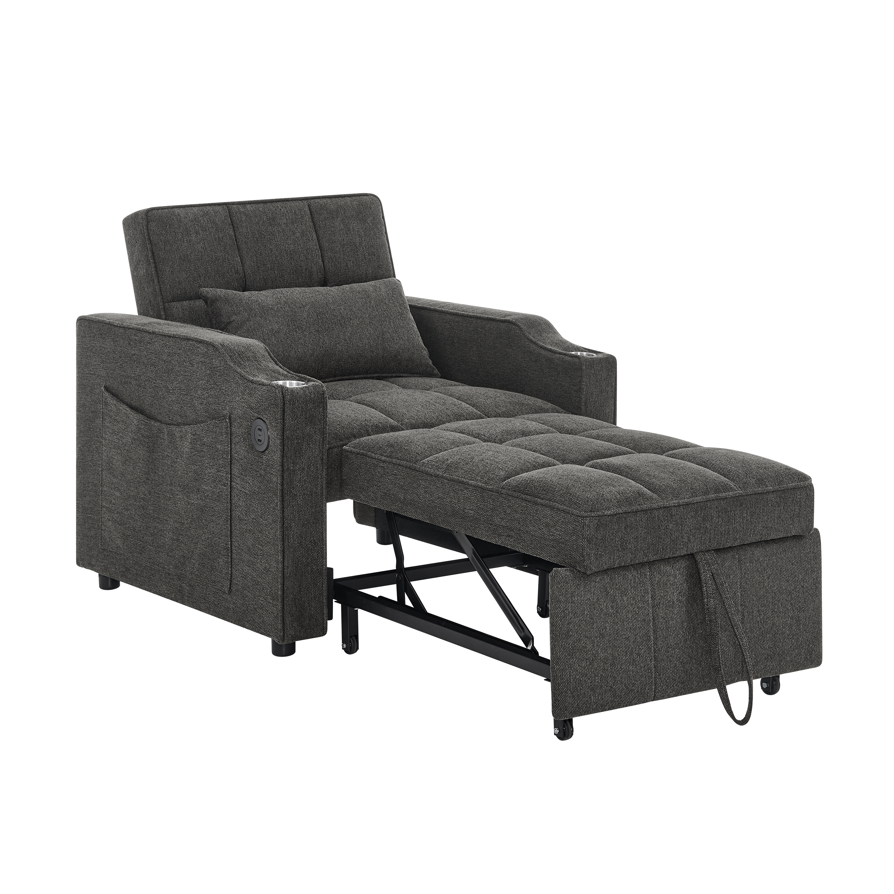 Fauteuil inclinable électrique avec USB et USB-C dans accoudoir, porte-gobelet acier inoxydable, poches latérales, montage rapide, pour salon et home cinéma, confort et technologie, massage et détente - image 19