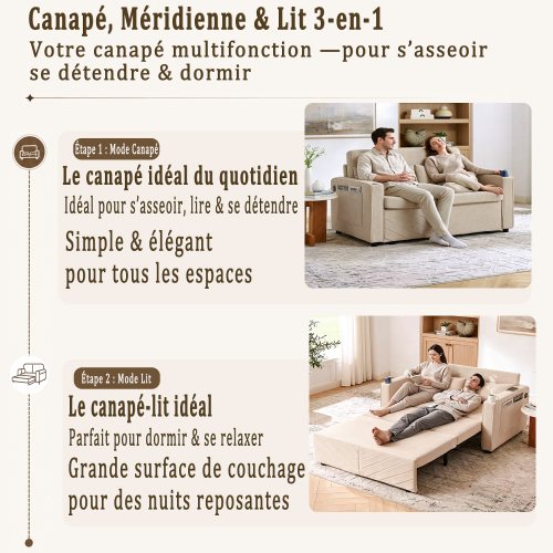 Canapé-lit 3-en-1