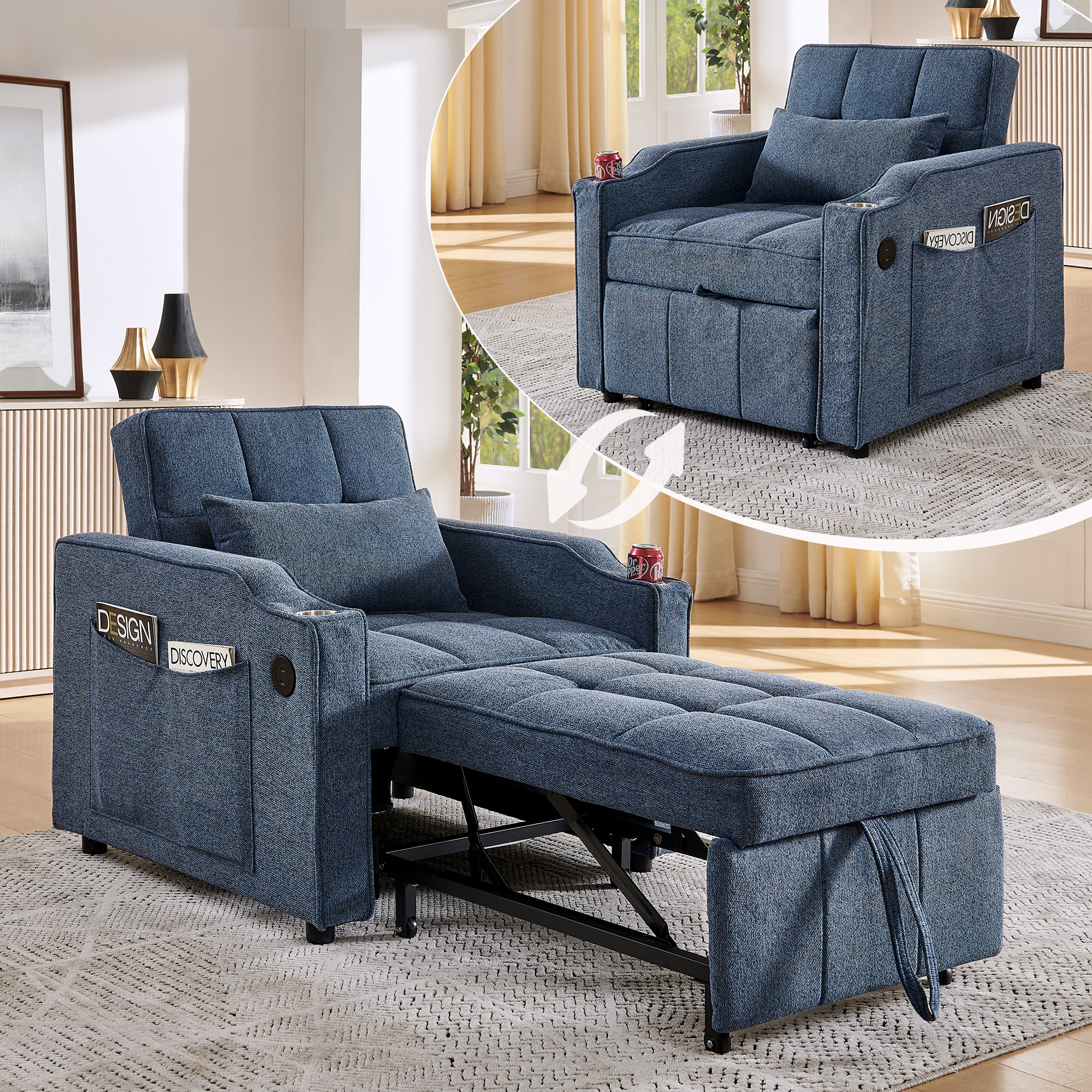 3-in-1 Schlafsessel mit USB/Type-C Anschluss, Schl
