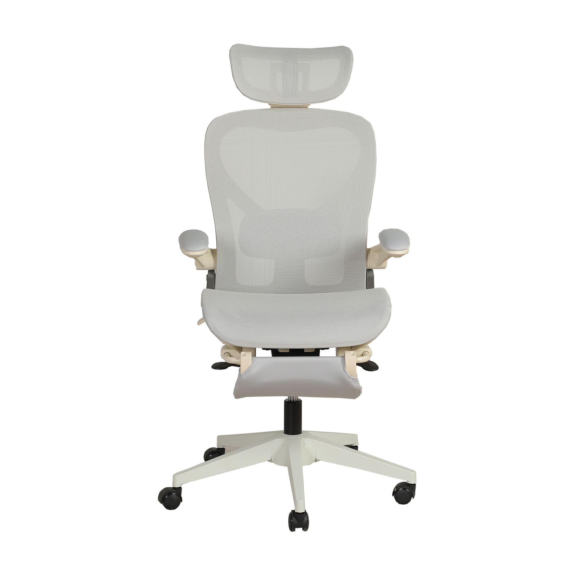 Chaise de bureau, 1 pièce, pliable, appui-tête réglable, 62 x 48,5 x 129 cm, Mesh, gris - vue 1