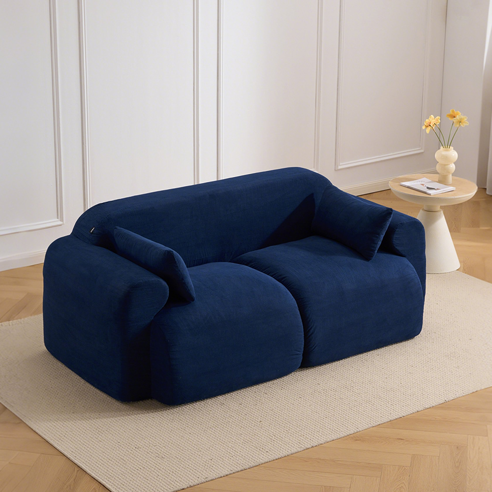 Canapé, 186 x 95 x 76 cm, velours côtelé, bleu - vue 2
