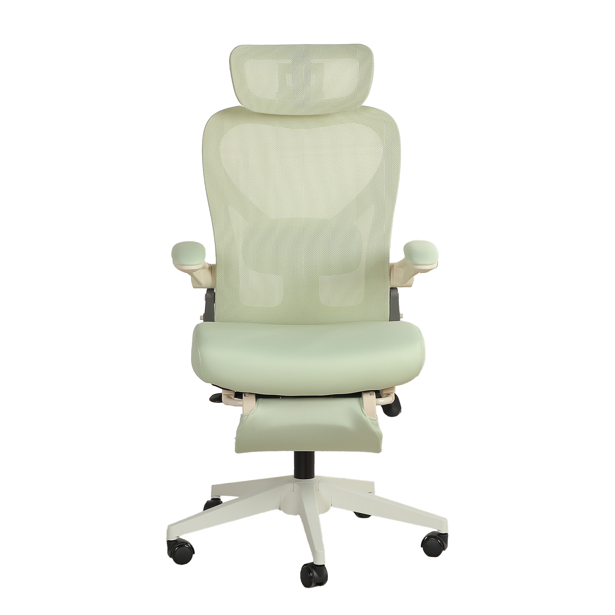 Chaise de bureau, 1 pièce, pliable, appui-tête réglable, 62 x 48,5 x 129 cm, mousse, vert - vue 1